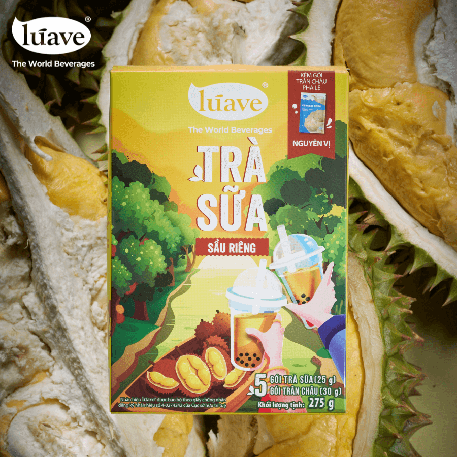 Trà sữa hòa tan Lúave - Vị Sầu Riêng 275gr (5 gói trà sữa, 5 gói trân châu, đậm vị nguyên bản, ngon chuẩn tiệm)