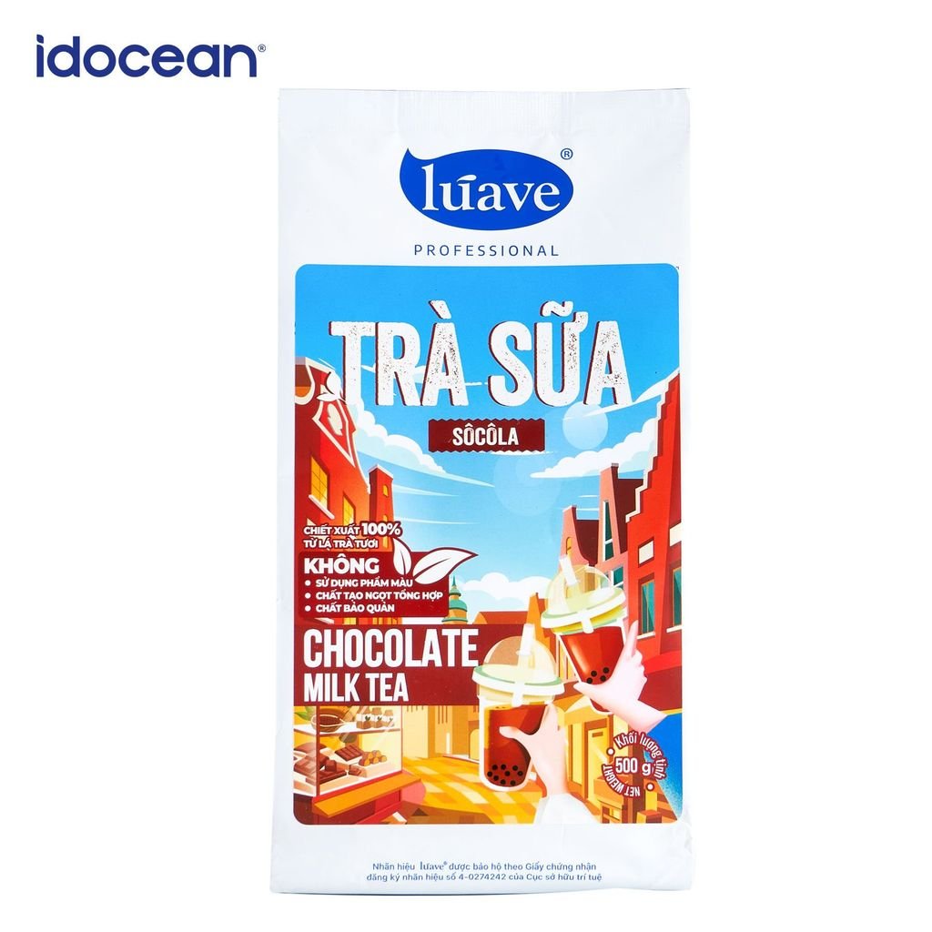 Trà sữa hòa tan Lúave - Vị sô cô la 500gr (Pha được 2,4 lít trà sữa, chiết xuất từ lá trà tươi, không chất bảo quản,...)