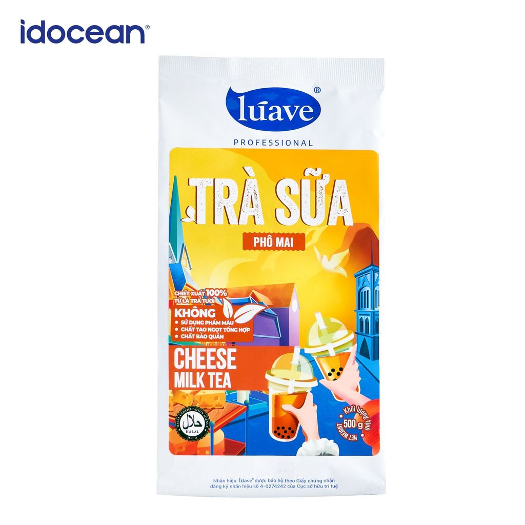 Trà sữa hòa tan Lúave - Vị phô mai 500gr (Pha được 2,4 lít trà sữa, chiết xuất từ lá trà tươi, không chất bảo quản,...)
