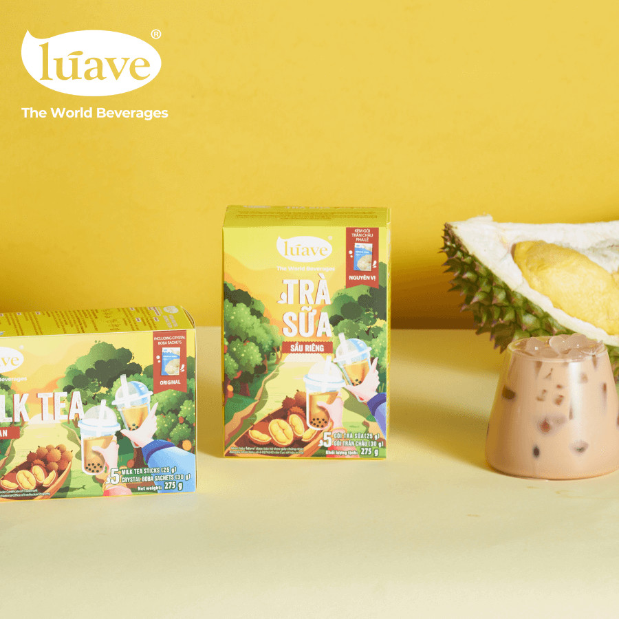 Trà sữa hòa tan Lúave - Vị Sầu Riêng 275gr (5 gói trà sữa, 5 gói trân châu, đậm vị nguyên bản, ngon chuẩn tiệm)