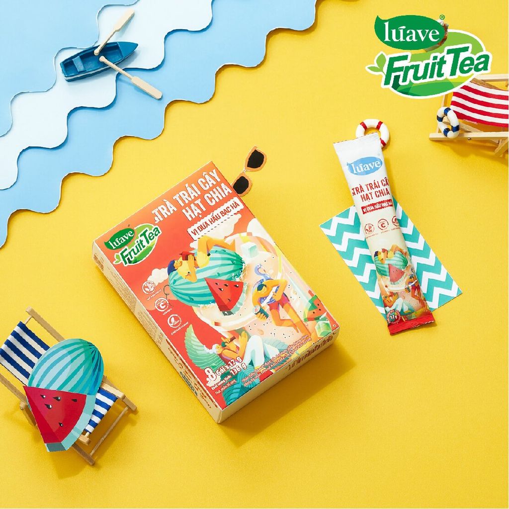 Trà trái cây hạt chia Lúave - Vị dưa hấu bạc hà (Bổ sung vitamin C, sử dụng hạt chia hữu cơ, chiết xuất cỏ ngọt Stevia)