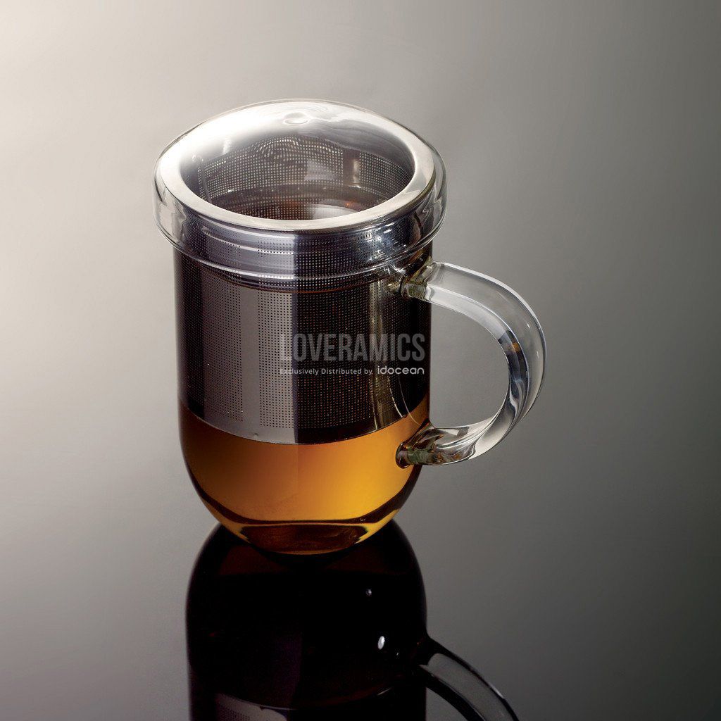 Pro Tea 450ml Glass Mug with Infuser & Lid (Clear)