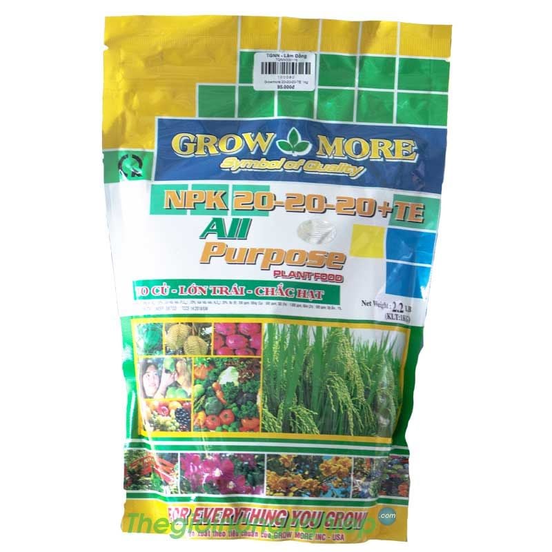 Phân Bón Cao Cấp Grow More - NPK 20-20-20 + TE - To củ, lớn trái, chắc hạt