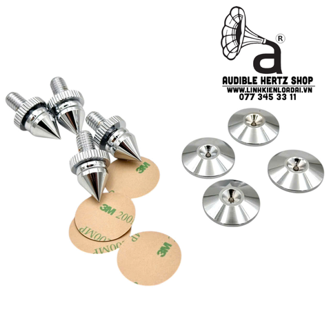  Bộ 4 chân đinh chén hứng ren 8 bằng kim loại mạ Rhodium 