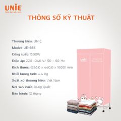 Máy sấy quần áo Unie UE-666