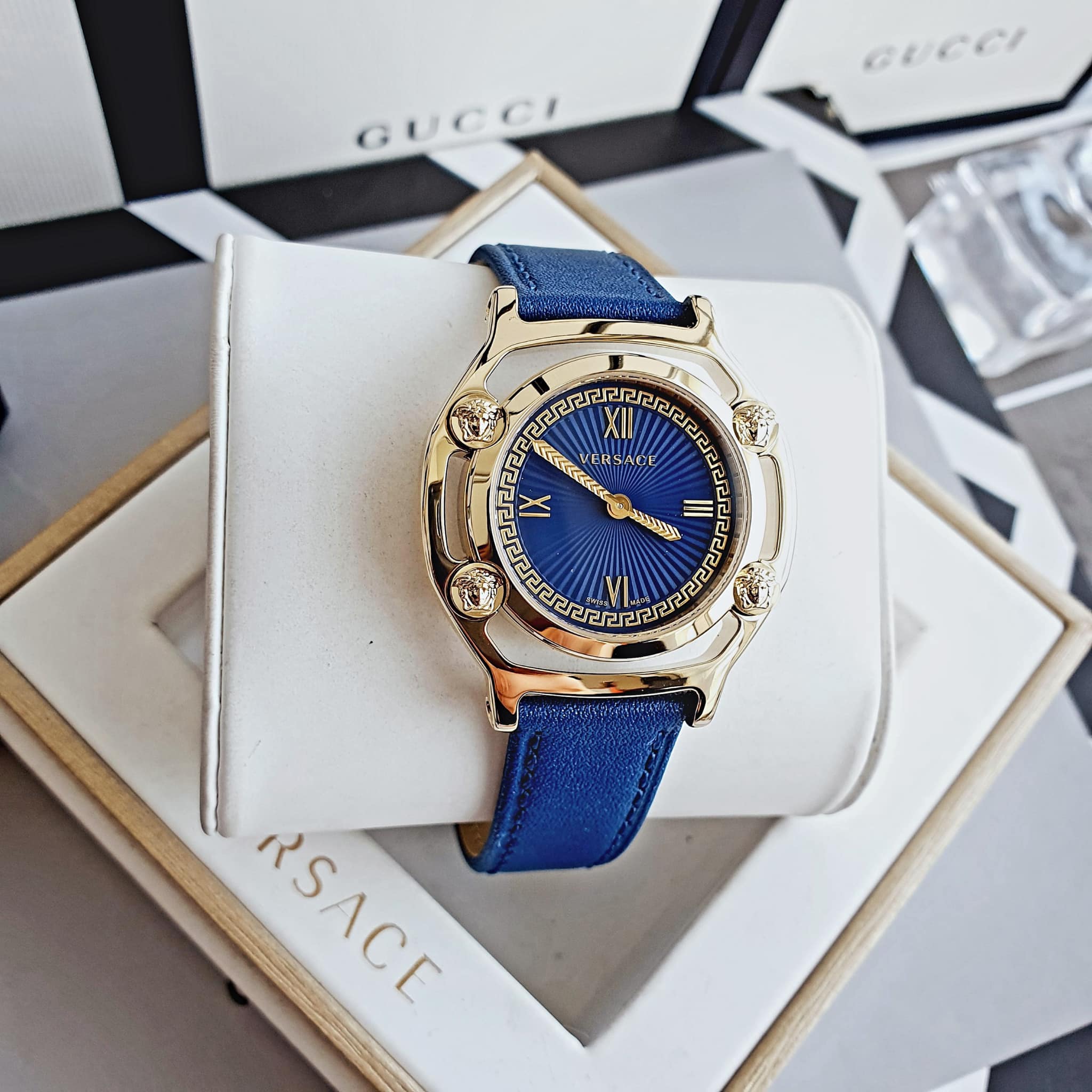 medusa versace blue dial watch