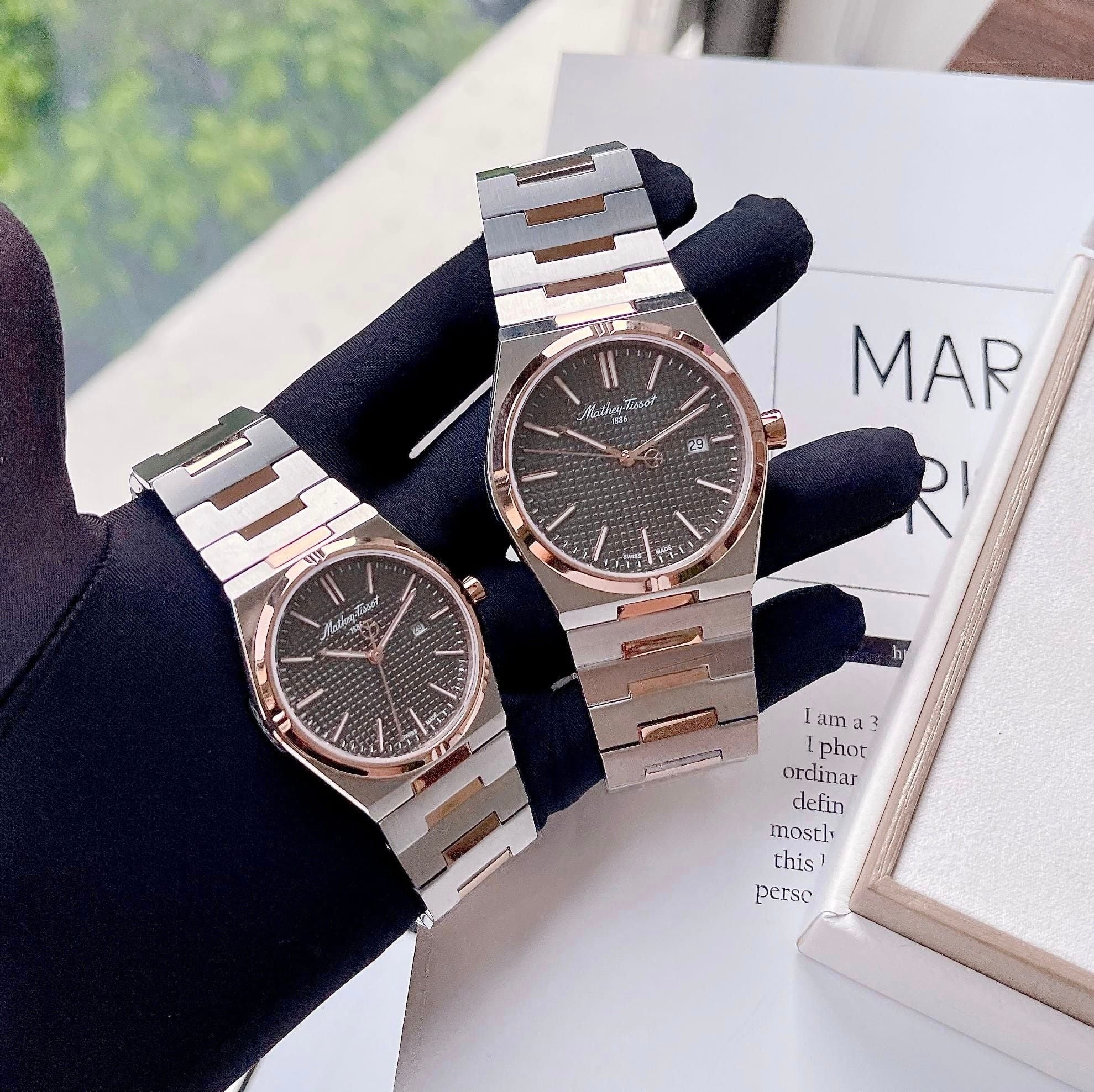 Mathey Tissot PRX Collection Couple Demi Rose Gold Brown Đồng Hồ