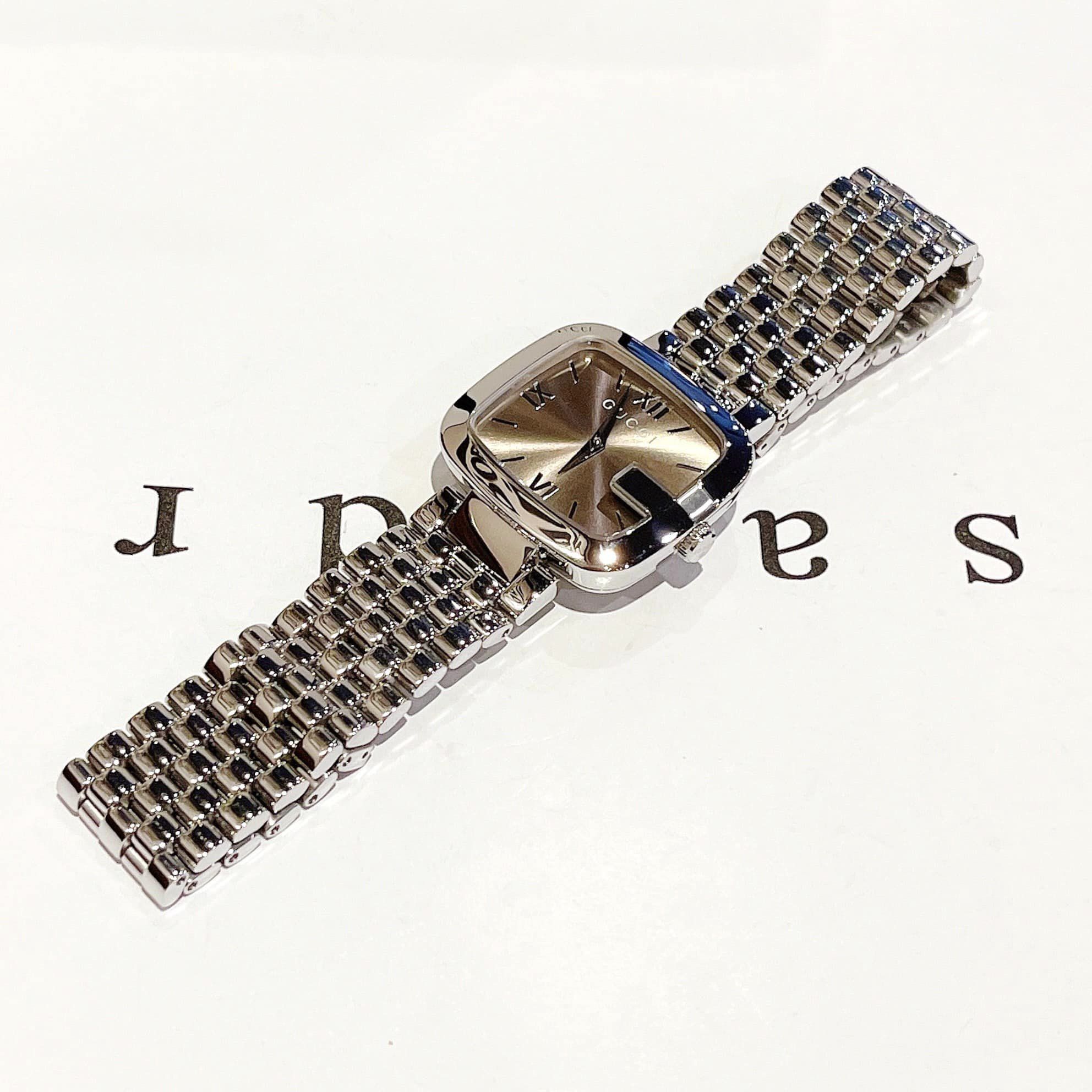 Gucci G-Gucci Quartz Brown Dial Silver YA125410 30x32mm 