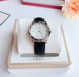 Versace Acorn Diamond Mother of Pearl Dial Black Leather VQA050017 33mm - Đồng Hồ Nữ