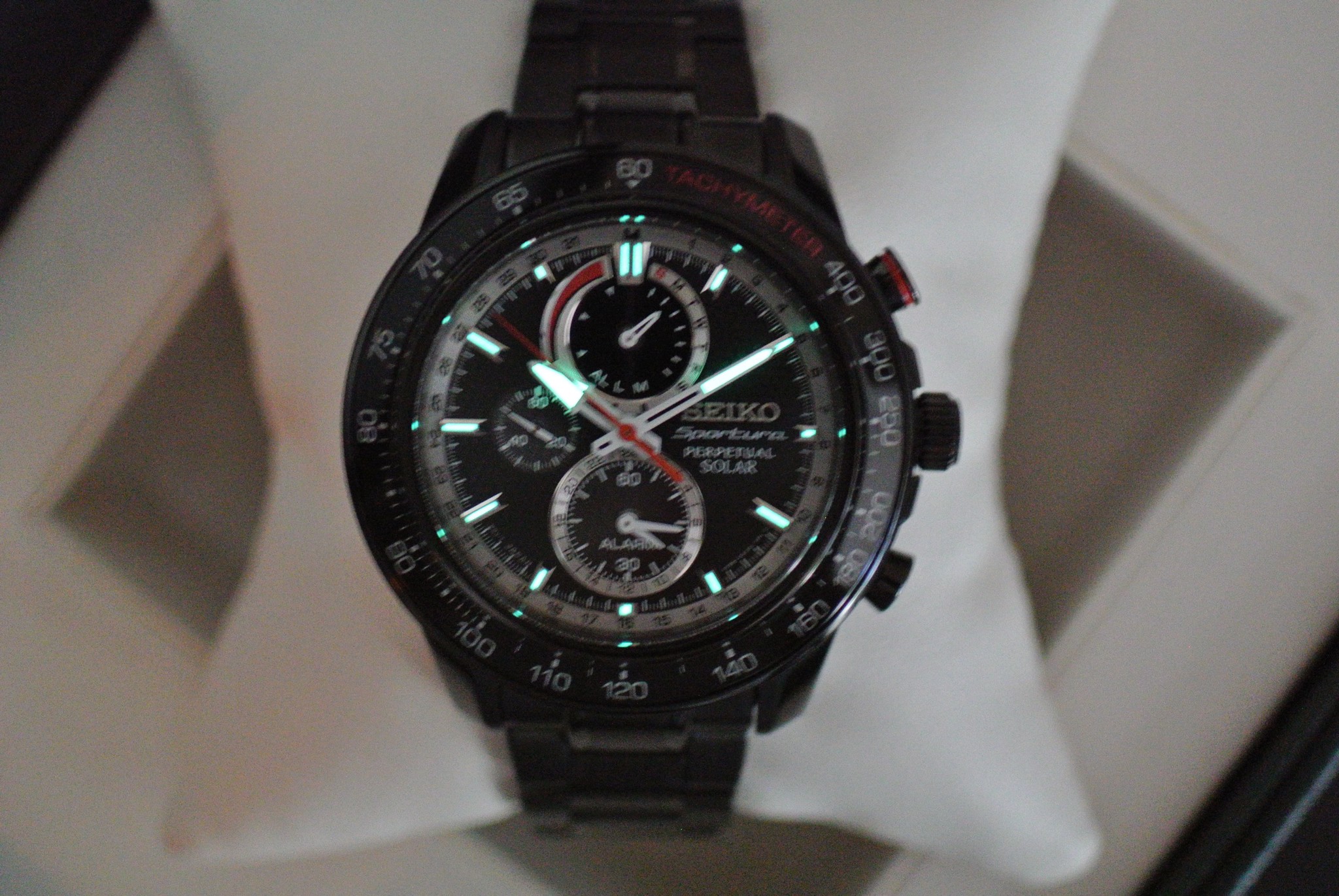 Seiko Sportura Solar SSC373P1 SSC373 Chronograph Black Dial Bracelet PhongWatch