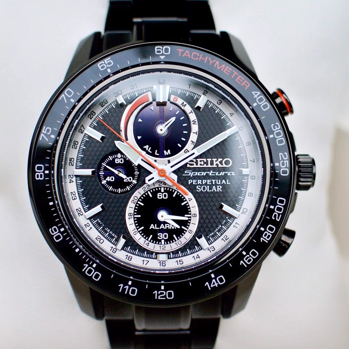 Seiko Sportura Solar SSC373P1 SSC373 Chronograph Black Dial Bracelet –  PhongWatch