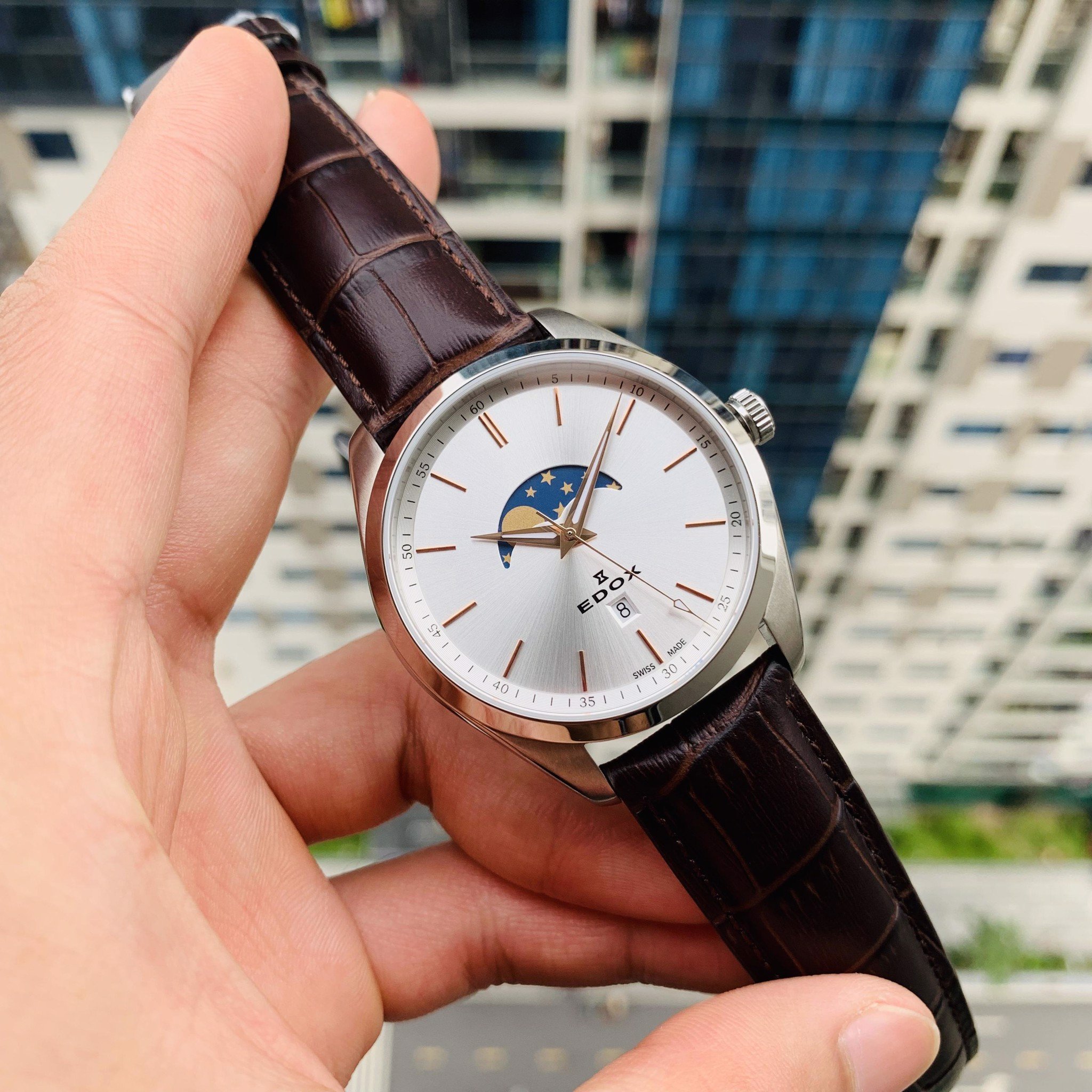 Edox Les Vauberts Moonphase 79018 3 AIR PhongWatch