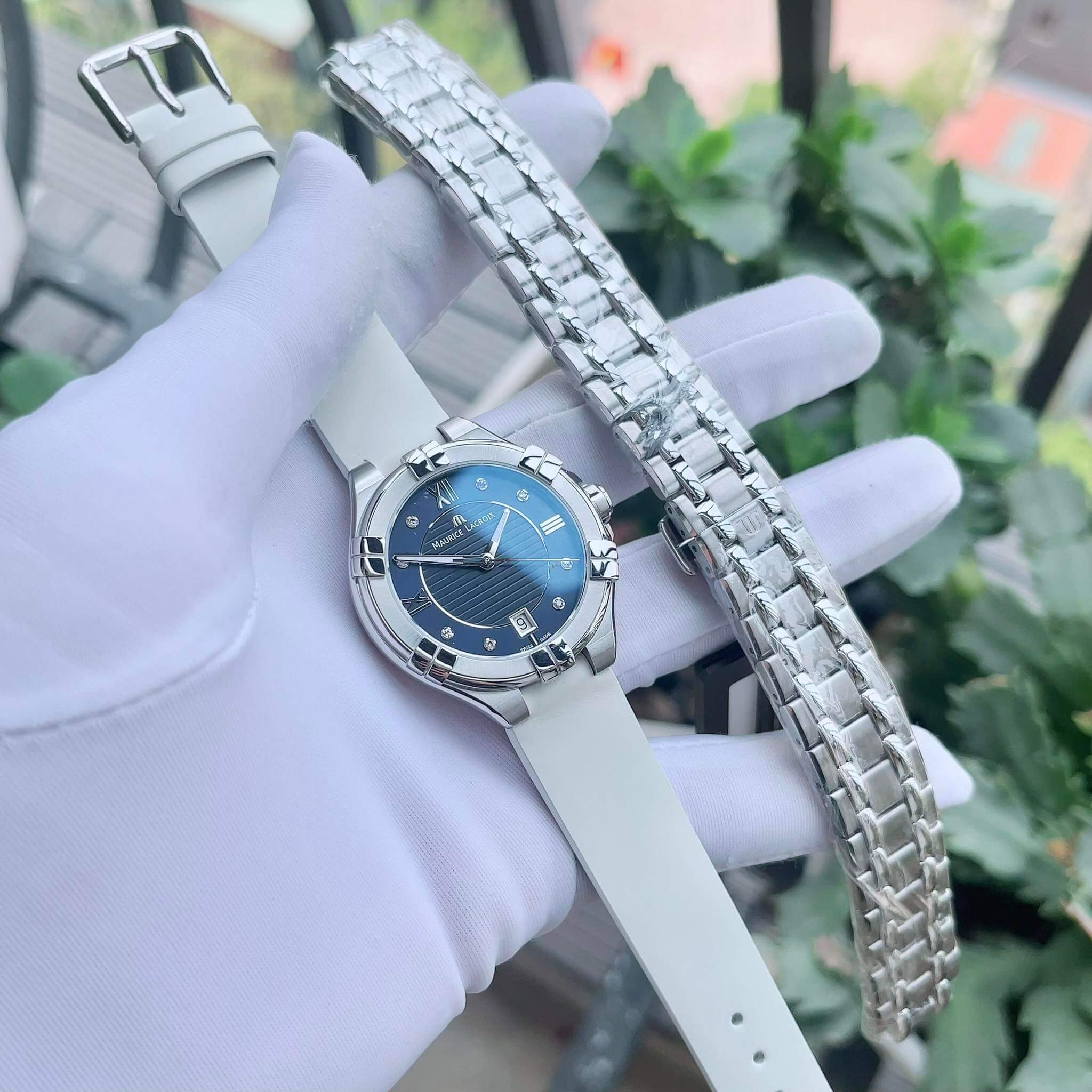 MAURICE LACROIX Aikon Quartz Blue 35mm AI1006-SS002-450-1 Đồng