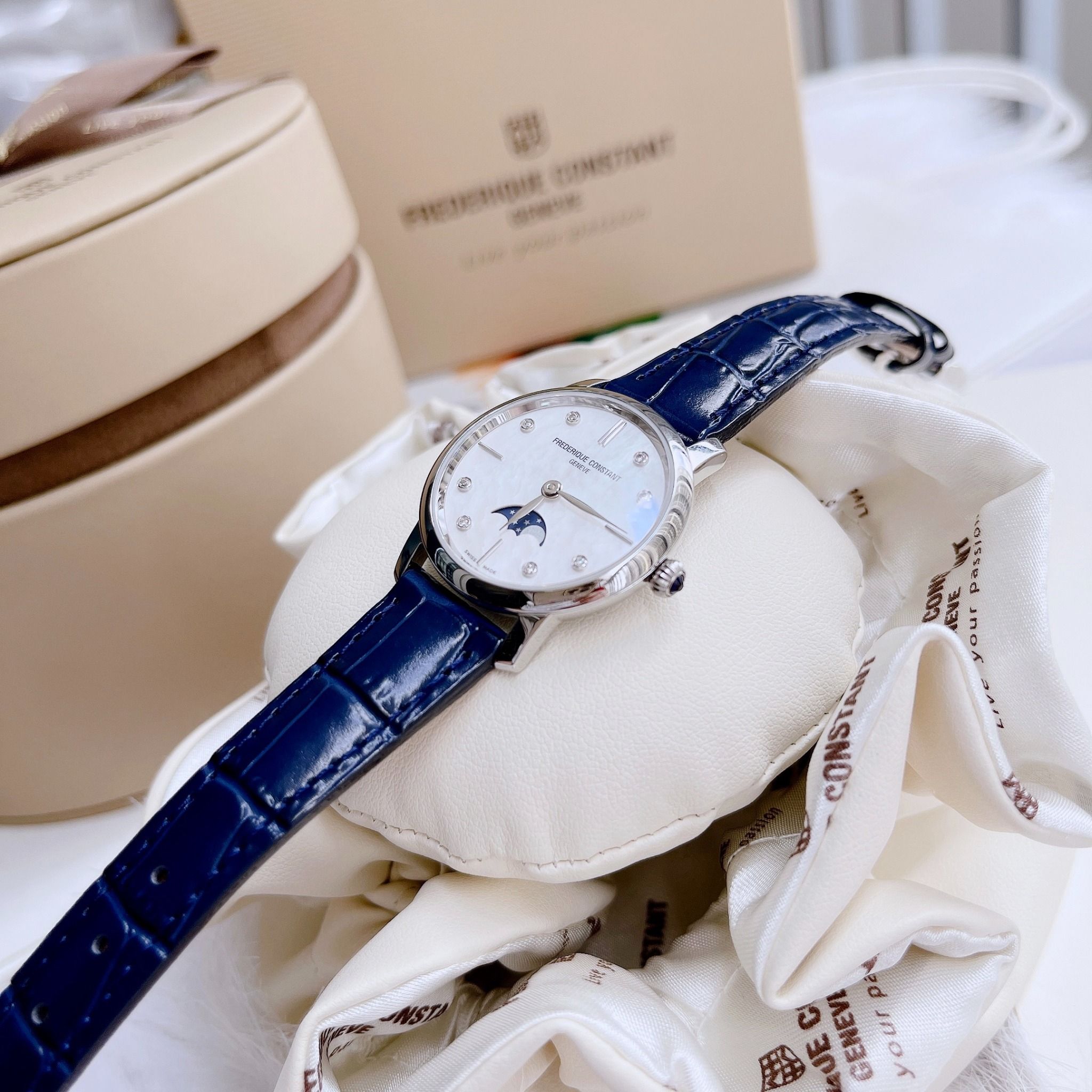 Frederique Constant Slimline Moonphase Ladies Watch - FC-206MPWD1S6 - The  Diamond Box