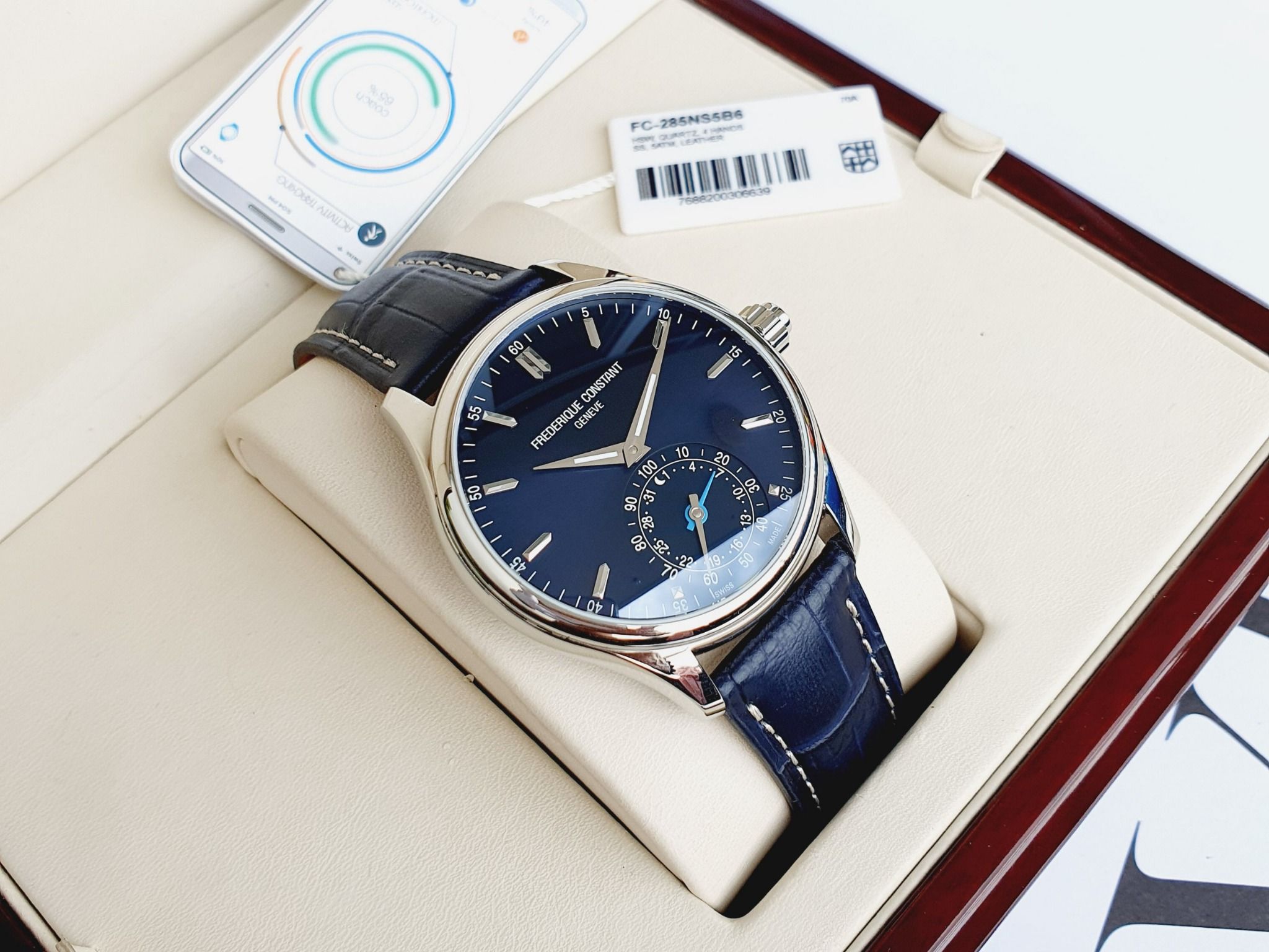 Frederique Constant FC-285LNS5B6 - Orologio Uomo 42mm Quadrante Blu Cielo E Cinturino Viola