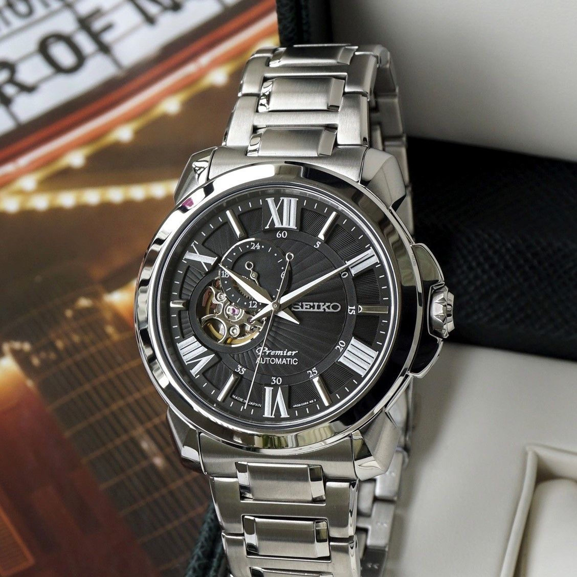 Seiko Premier Open Heart Black Steel SSA371J1 – PhongWatch