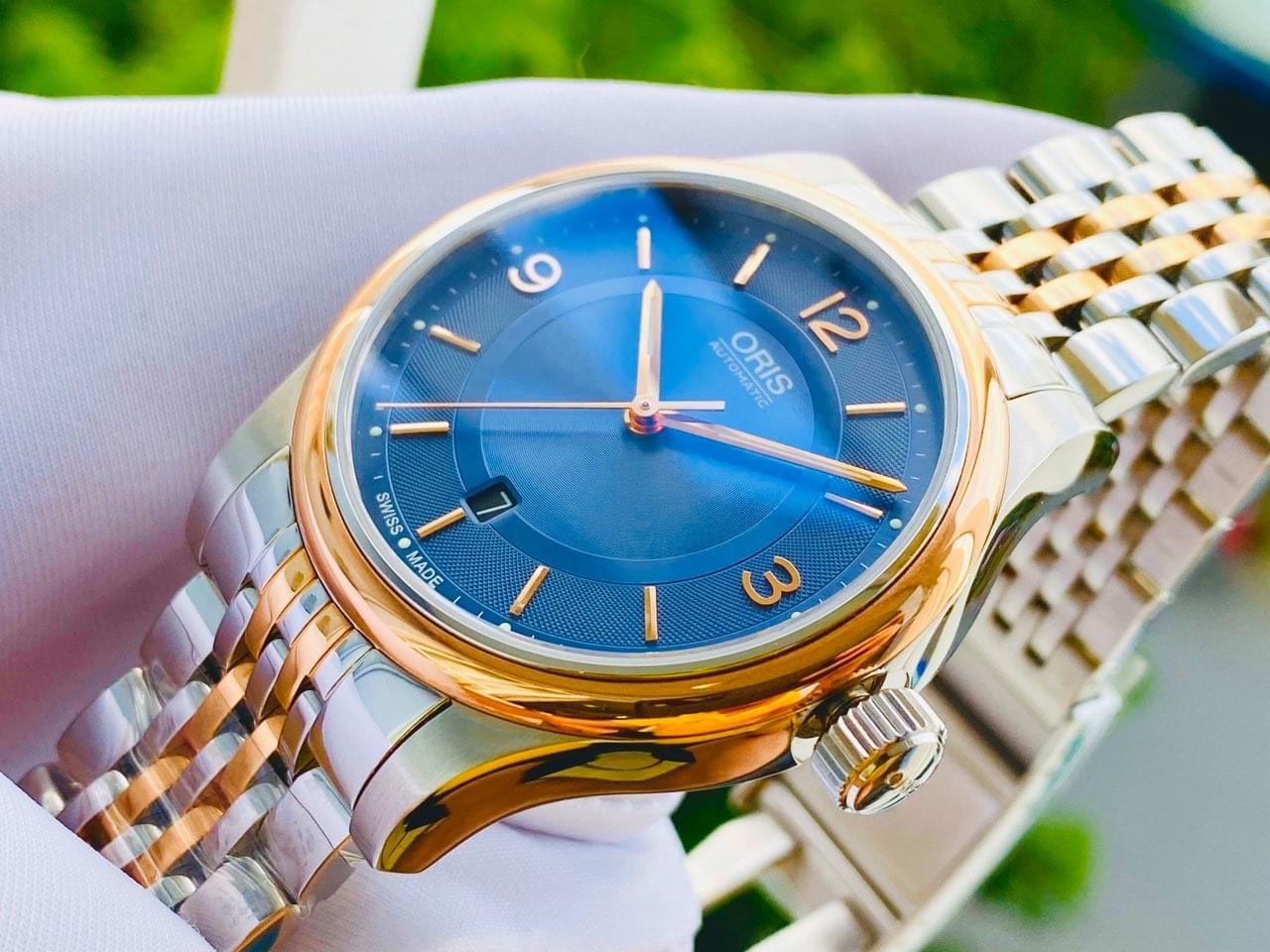 Oris classic date clearance blue