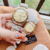 ( ĐỒNG HỒ CẶP ) Mathey Tissot Rolly II Crystal Gold Dial H710BDI ( Nam ) D810BDI ( Nữ )