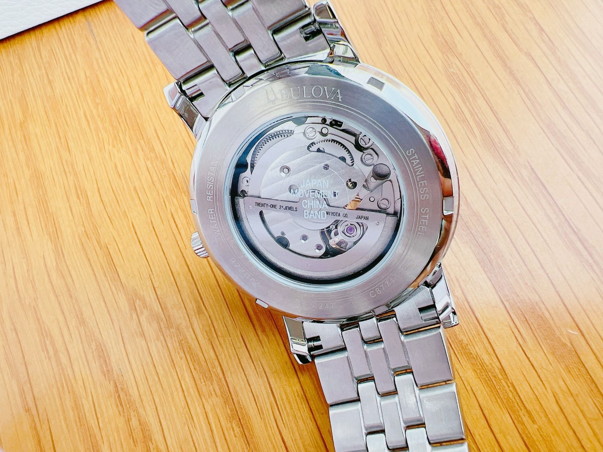 Bulova Orologio Automatico 96A247 – Cassa In Acciaio, Quadrante Blu Aperto, Bracciale In Acciaio, 21 Gioielli