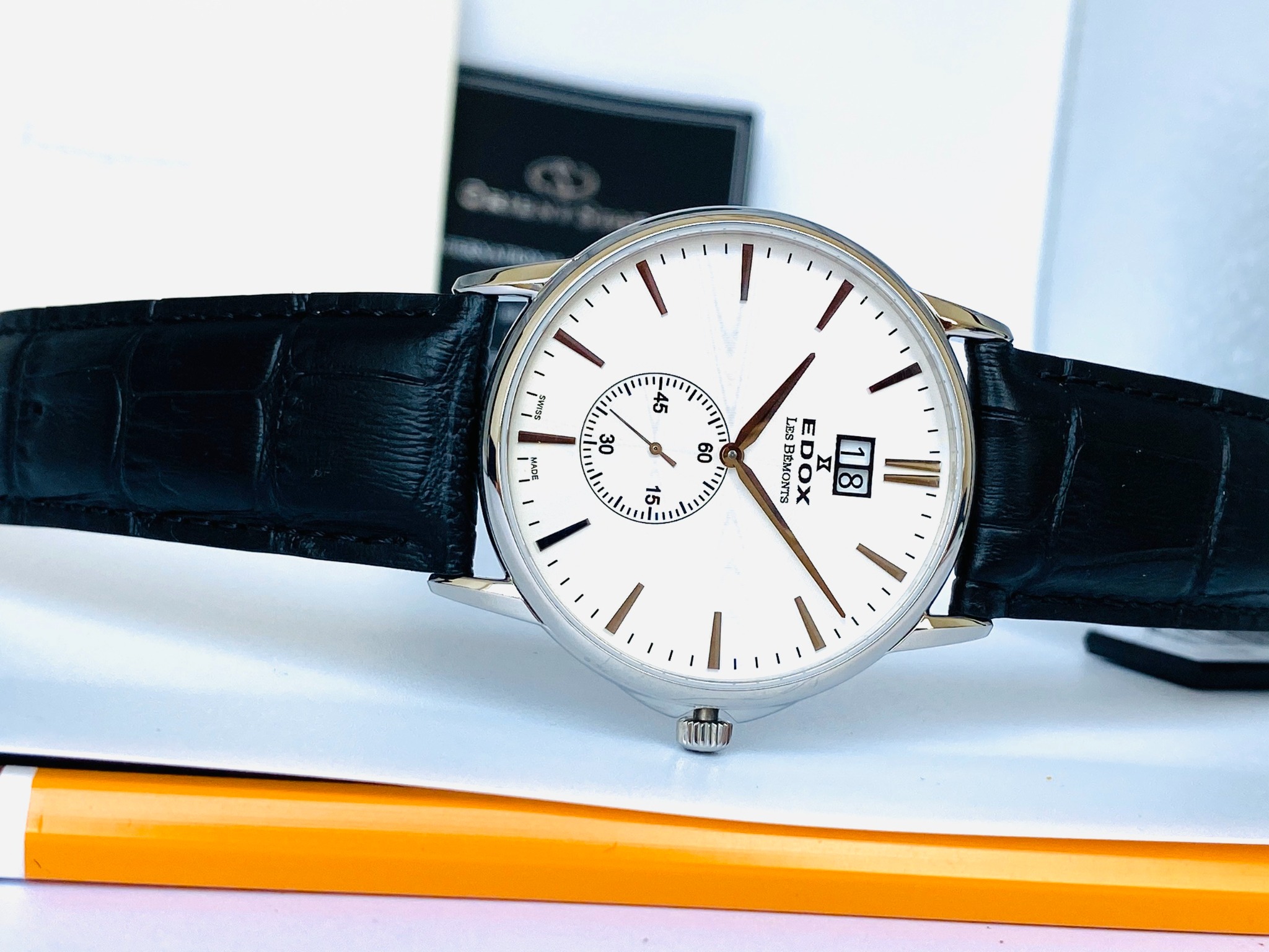 Edox Quartz 64012 3 AIN Men Les Bemonts Silver-Tone - Đồng Hồ Nam