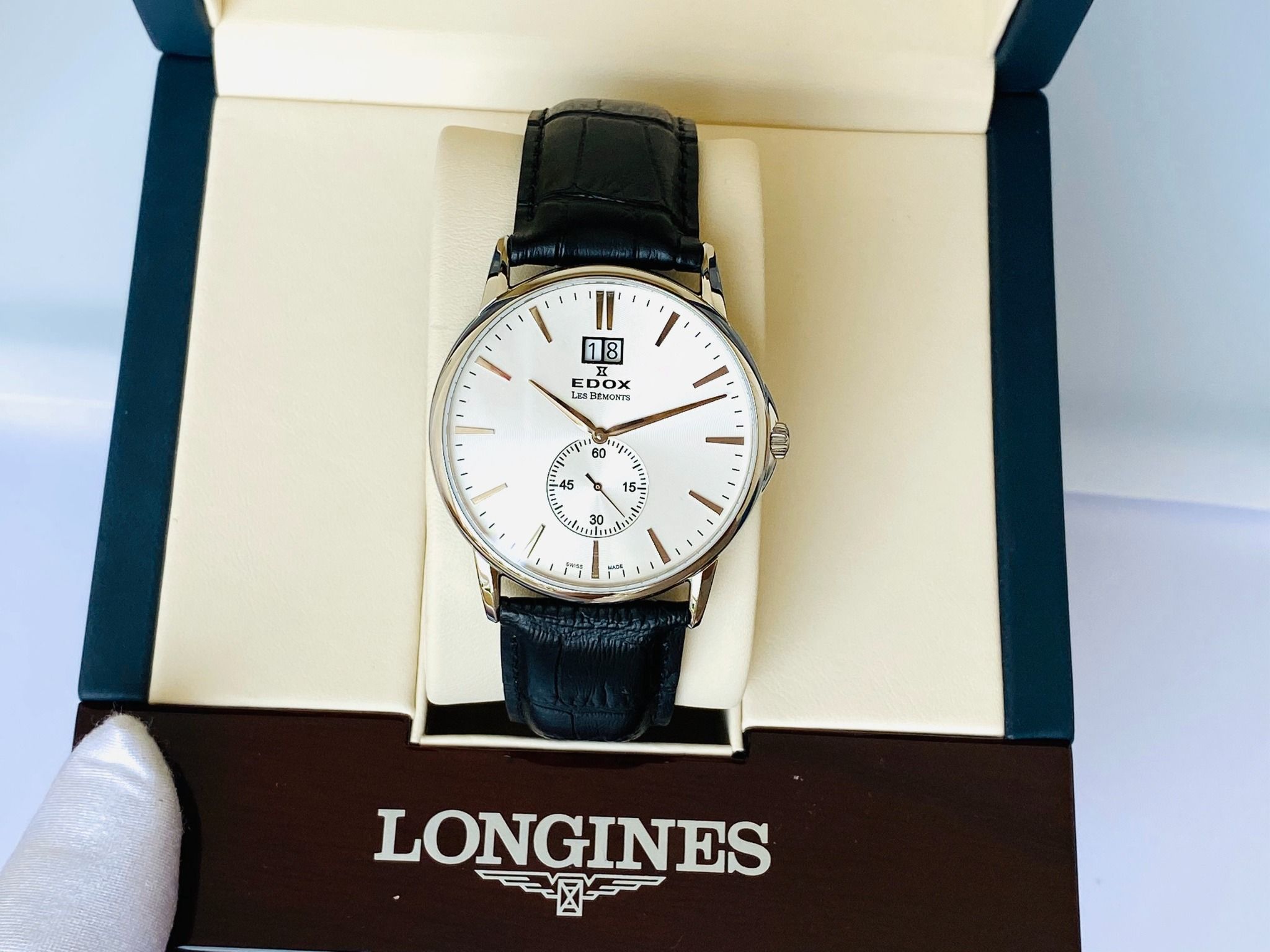 Edox Quartz 64012 3 AIN Men Les Bemonts Silver-Tone - Đồng Hồ Nam