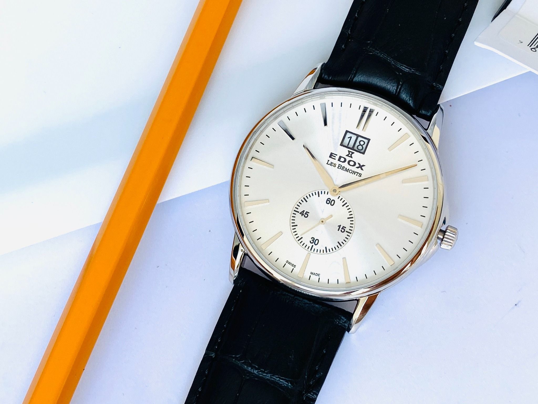 Edox Quartz 64012 3 AIN Men Les Bemonts Silver-Tone - Đồng Hồ Nam