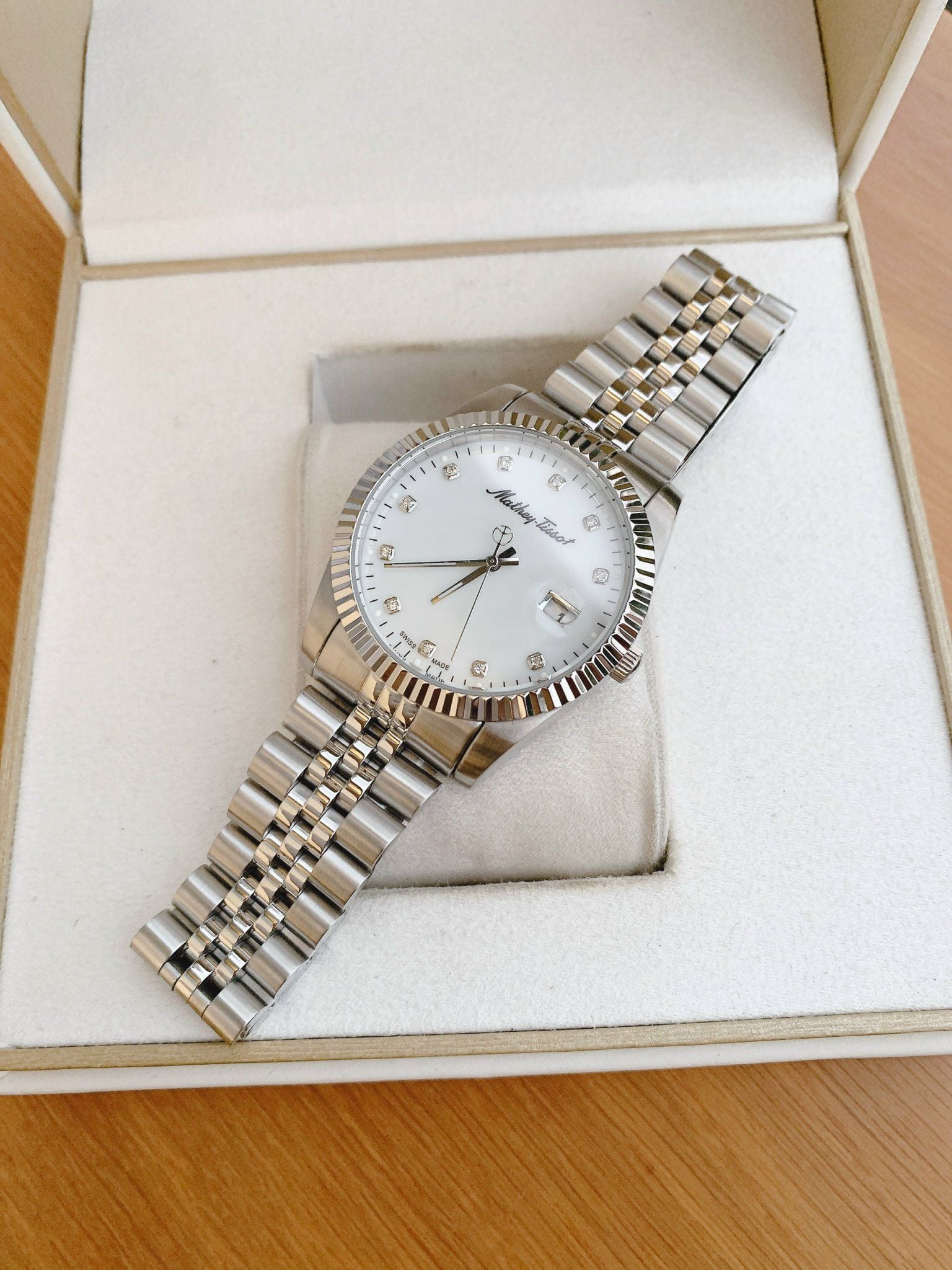 Mathey Tissot Rolly II Crystal Mother of Pearl Dial H710AI 40mm - Đồng ...