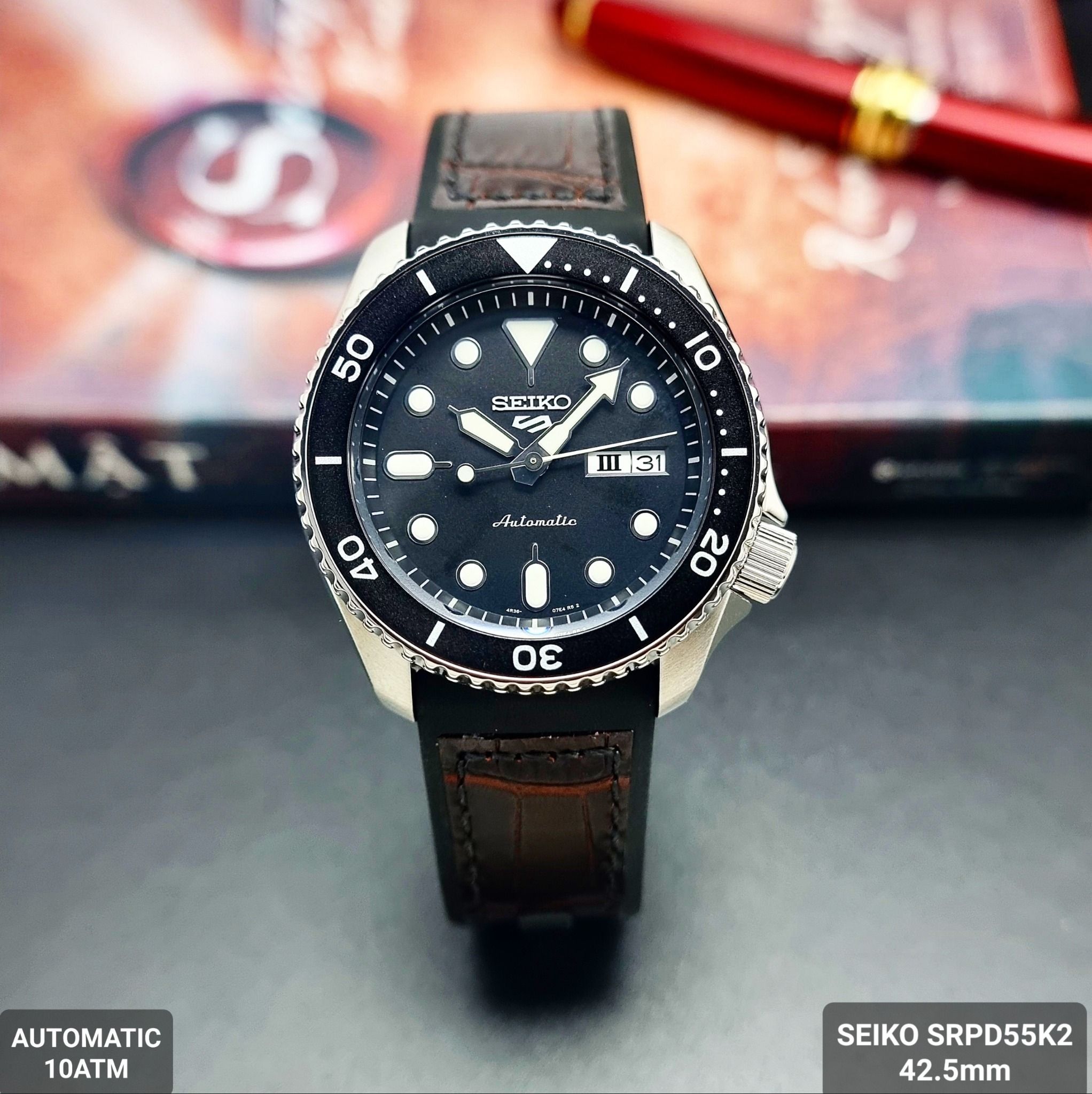 Seiko 5 Sports SRPD55K2 ( SRPD55 ) ( Dây Cao Su ) - Đồng Hồ Nam – PhongWatch