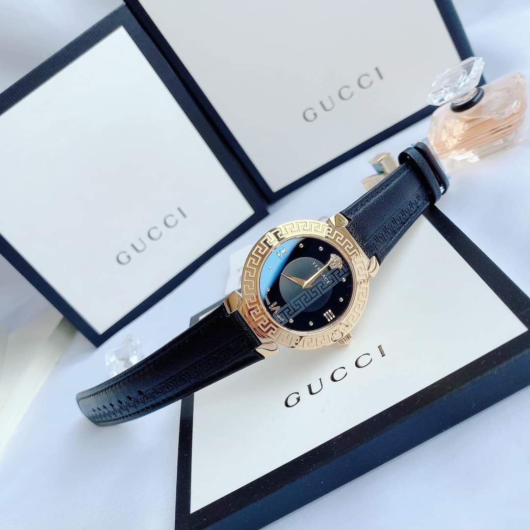 Versace Daphnis Quartz Black Dial Black Leather V16050017 Đồng Hồ Nữ