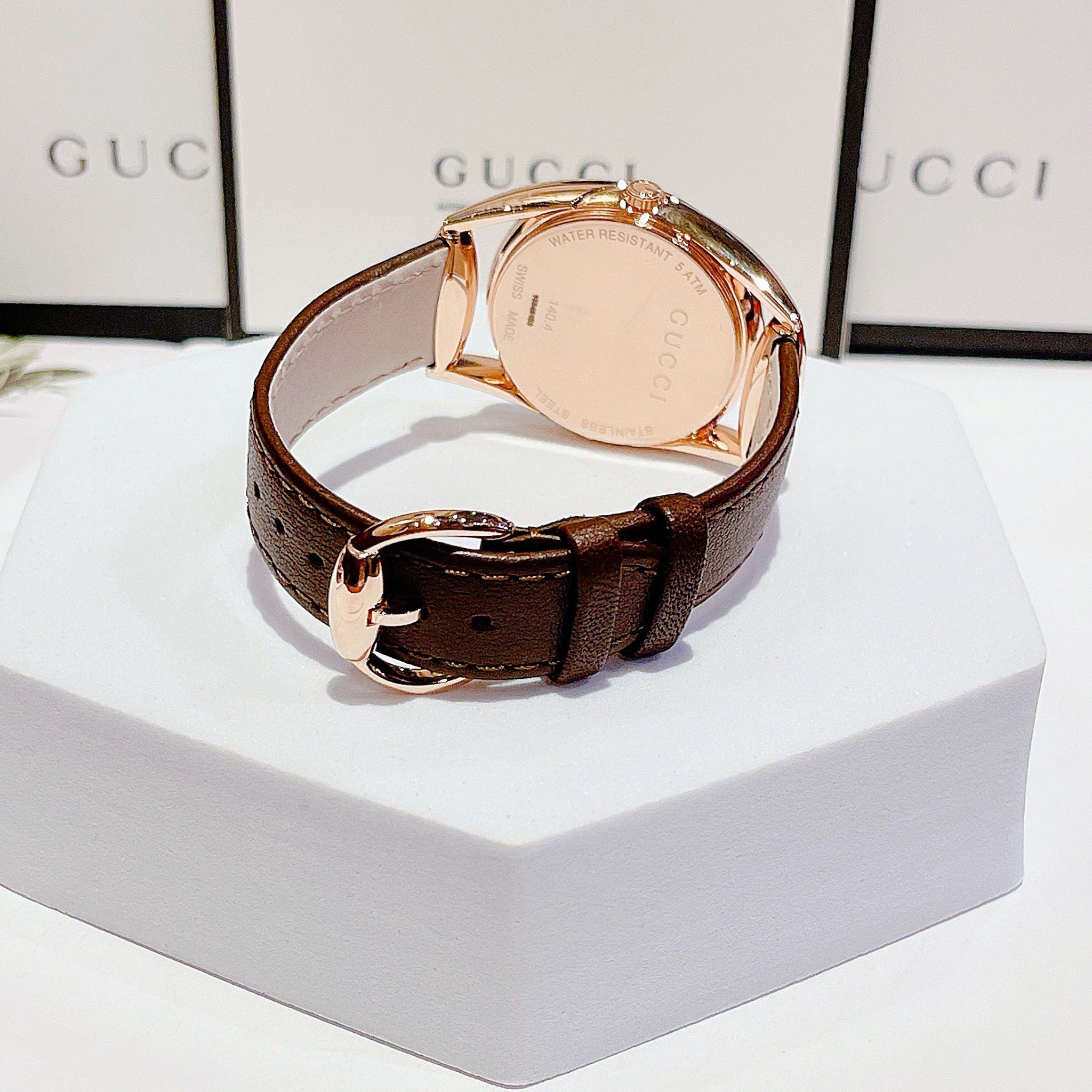 Gucci Horsebit Brown Dial Leather Ladies Watch YA140408 Gucci YA140408 Womens Horsebit Gold Tone Quartz Watch main image 2