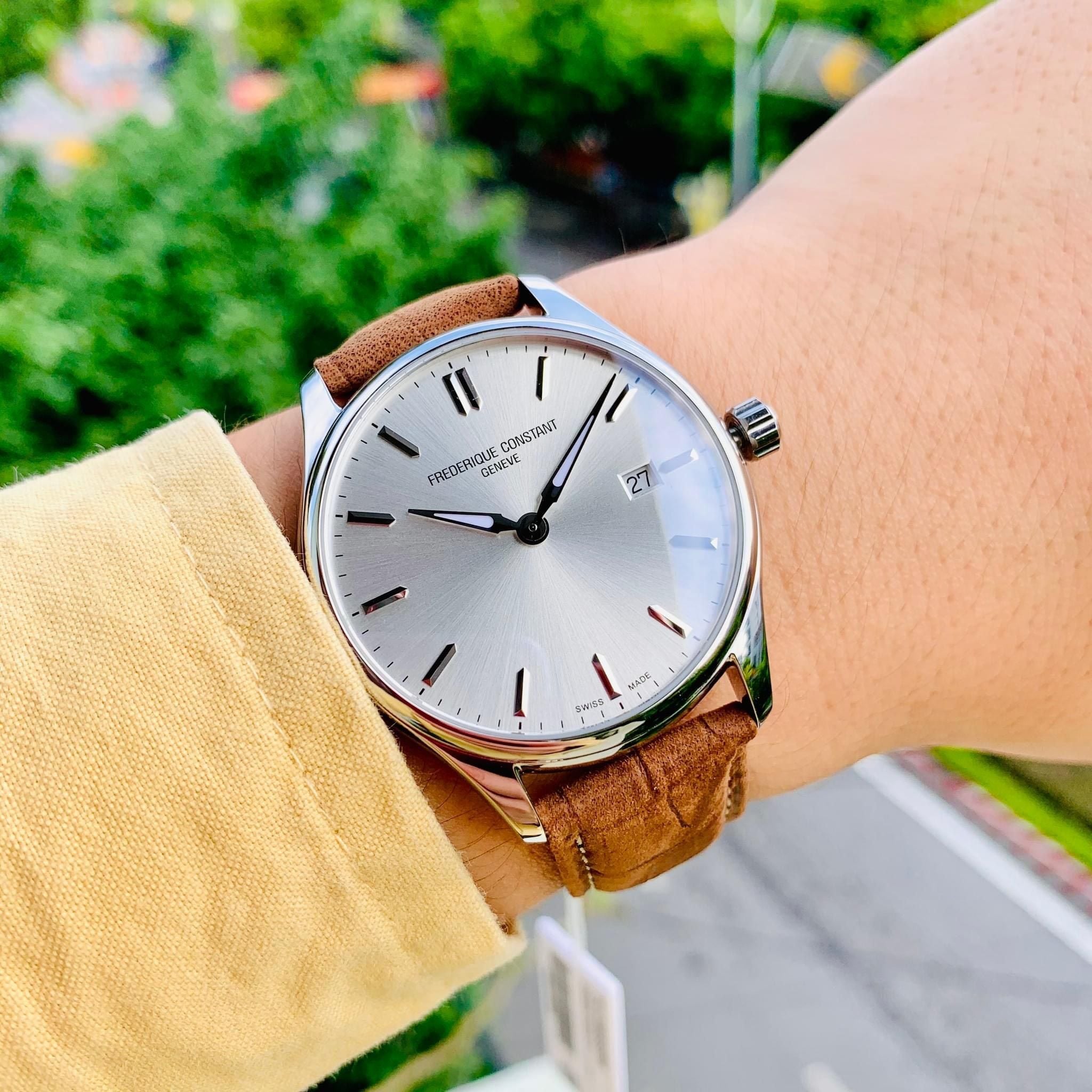 Orologio Frederique Constant Classics Quartz Uomo – Cassa 40 Mm, Quadrante Grigio, Cinturino Pelle