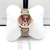 Gucci  G-Timeless Quartz Dog Bull Canvas Dial Leather YA1264056 - Đồng Hồ Nữ