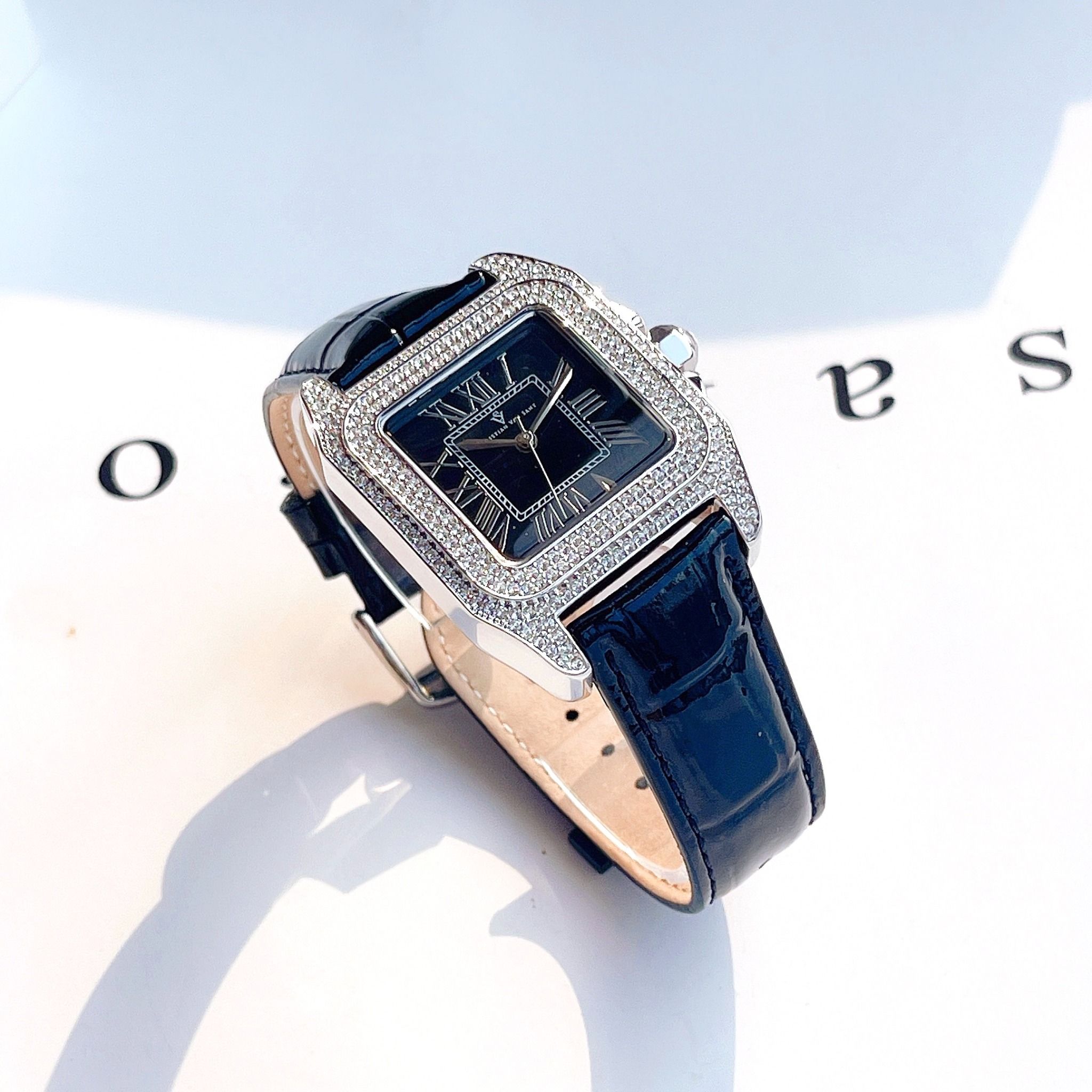 Christian Van Sant Radieuse Quartz Black Dial Leather CV4420 Nữ