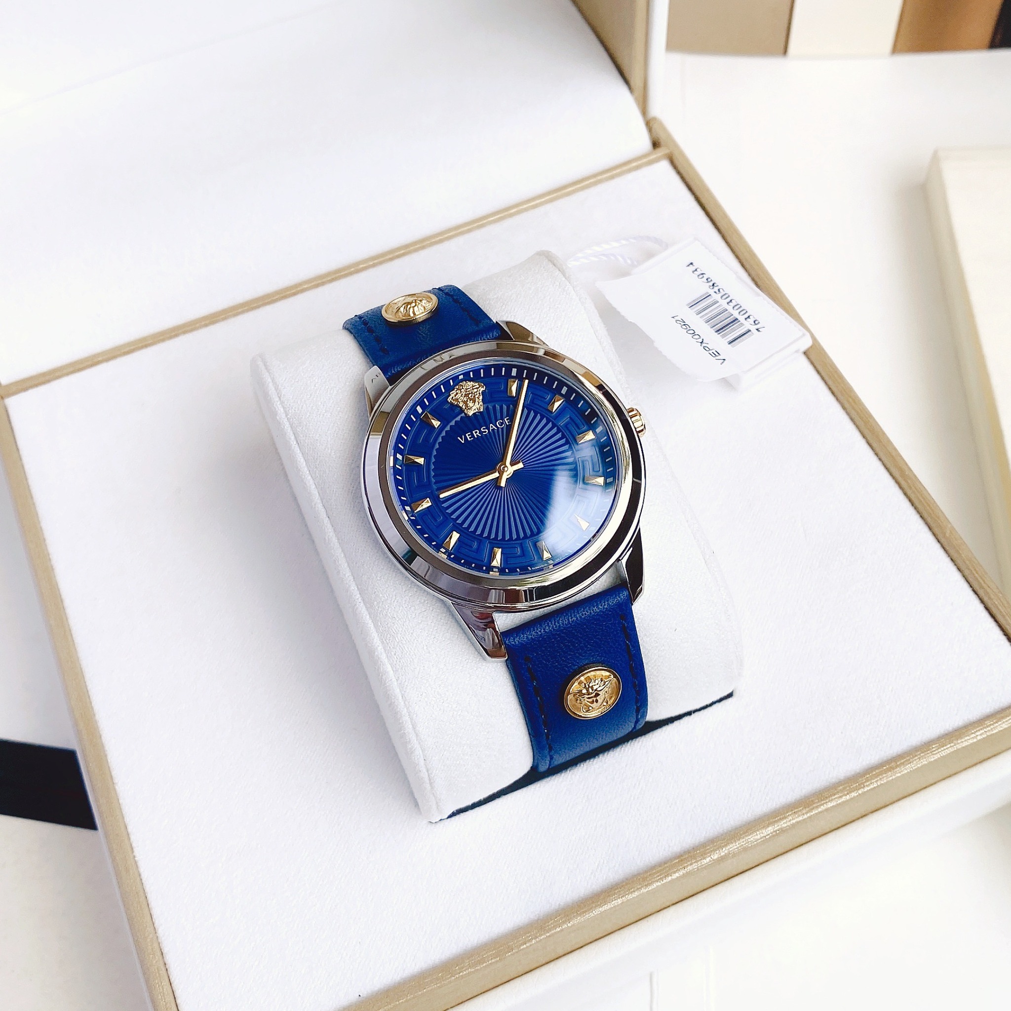 đeo Tay Versace V Circle Greca Watch Versace Greca Blue Dial