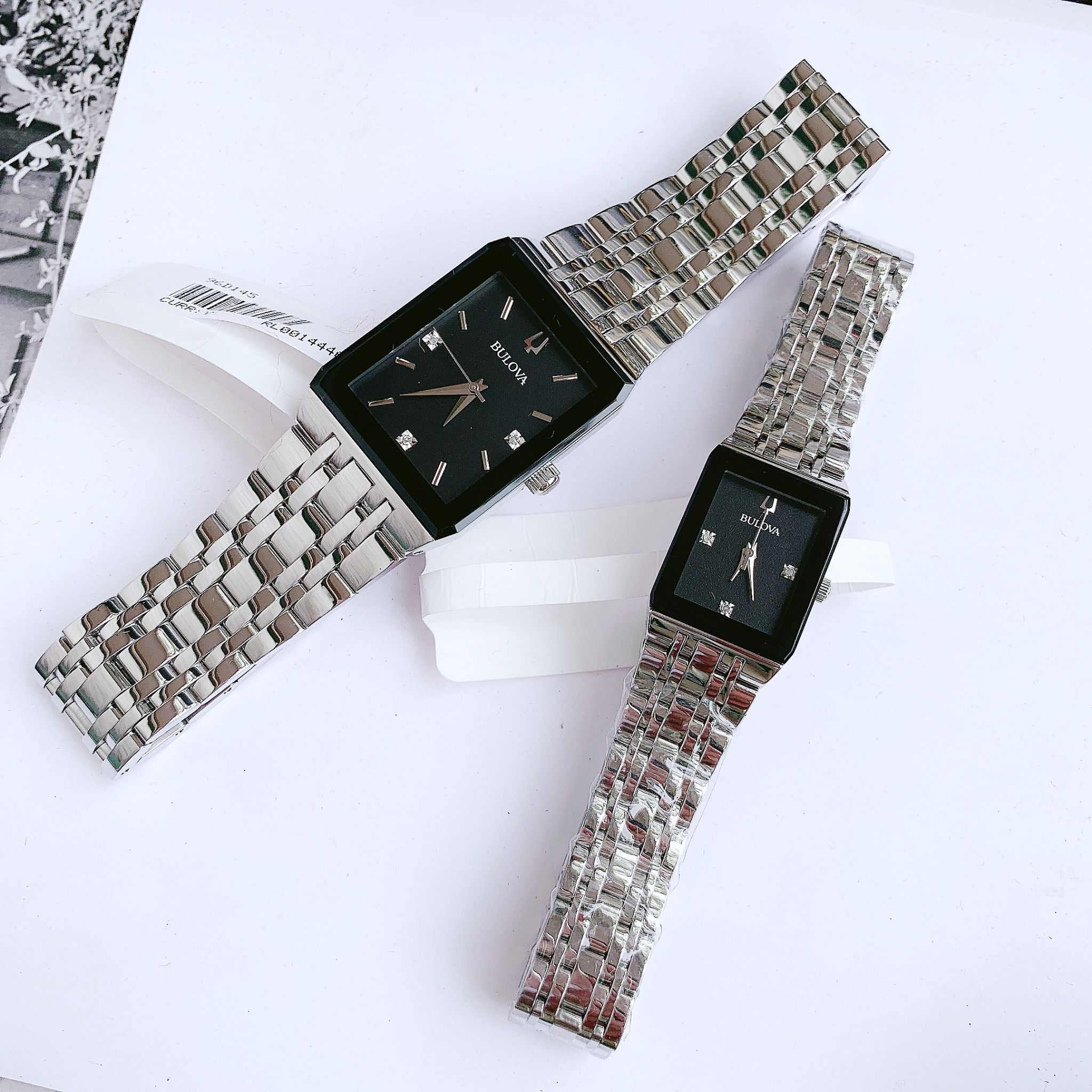 ng h C p Bulova Quadra Diamond Black Dial 96P202 va 96D145 PhongWatch