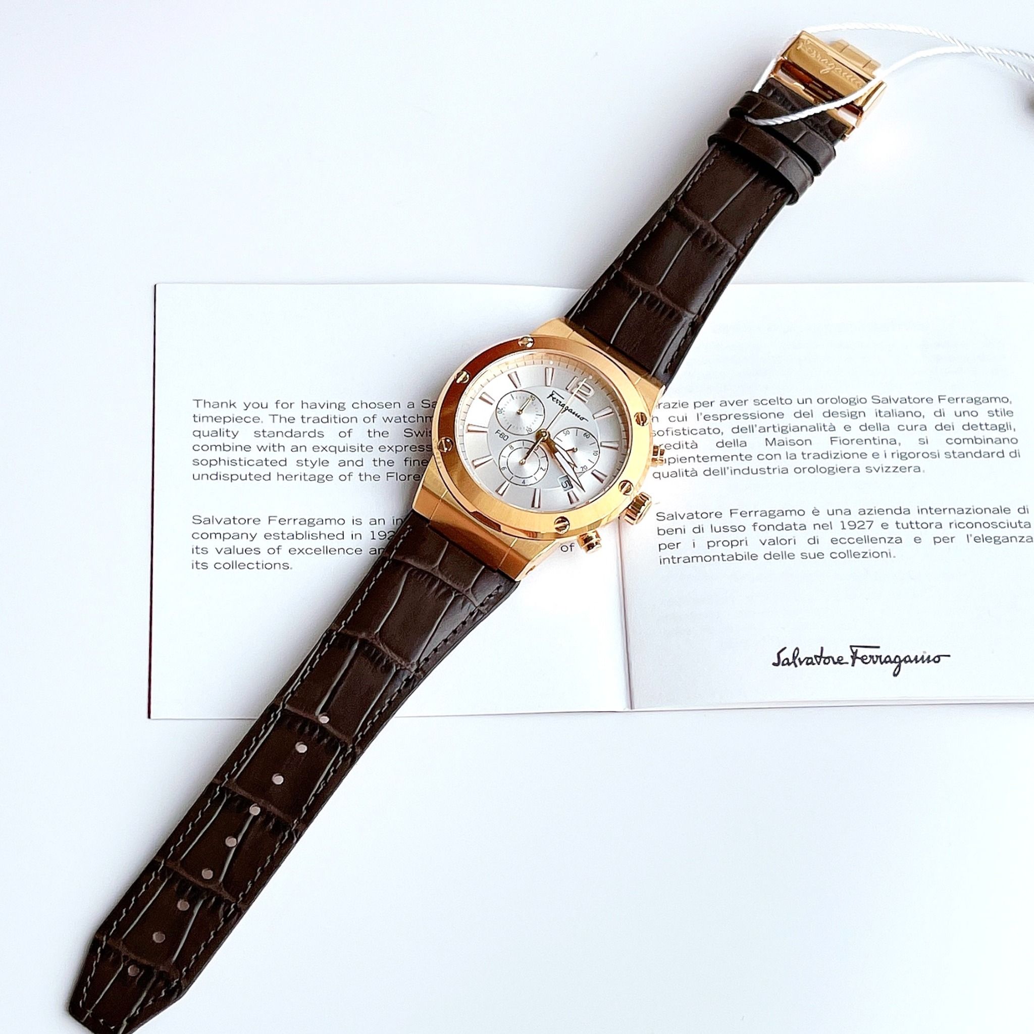 Salvatore Ferragamo F80 Chronograph Gold Đồng Hồ Nam Chính Hãng