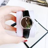 A - Movado Classic Museum Quartz Black Dial Watch 0607317 28mm - Đồng Hồ Nữ