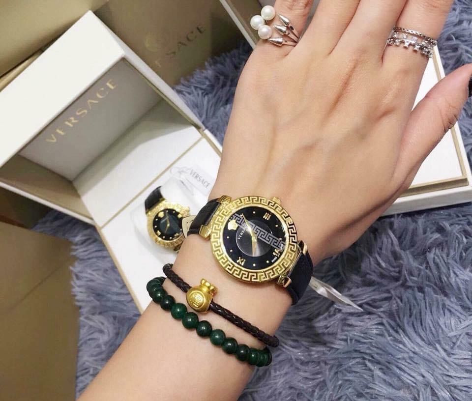 Versace Daphnis Quartz Black Dial Black Leather V16050017 Đồng Hồ Nữ