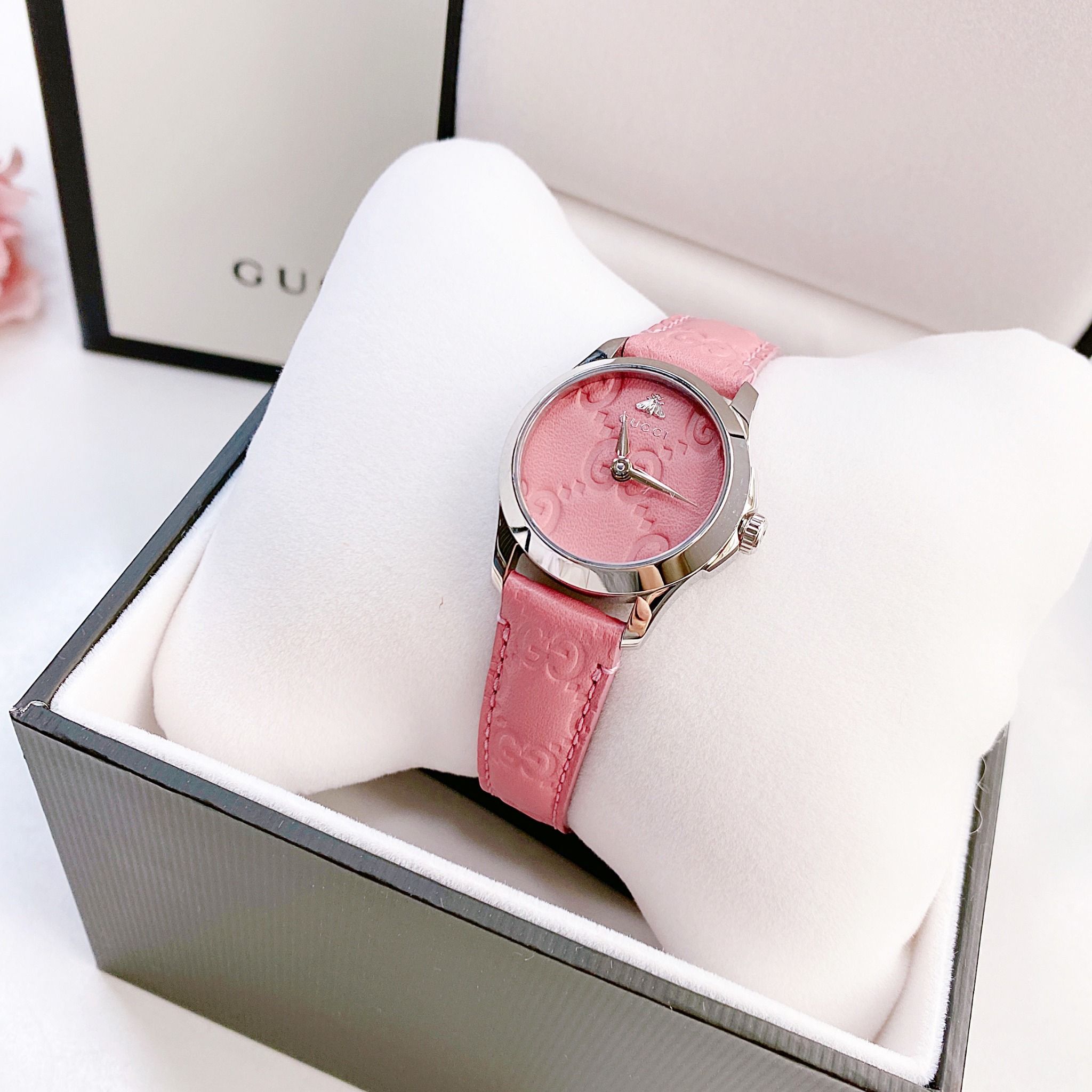 GUCCI YA126578 G-Timeless Candy Pink Bee Motif Dial - Đồng Hồ Nữ –  PhongWatch