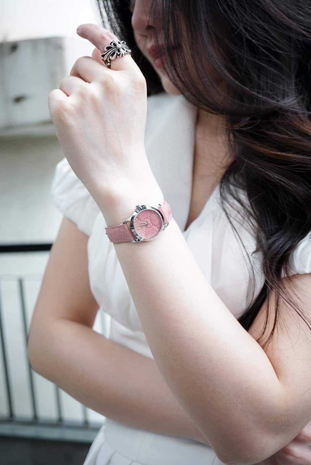 GUCCI YA126578 G Timeless Candy Pink Bee Motif Dial 27mm ng H