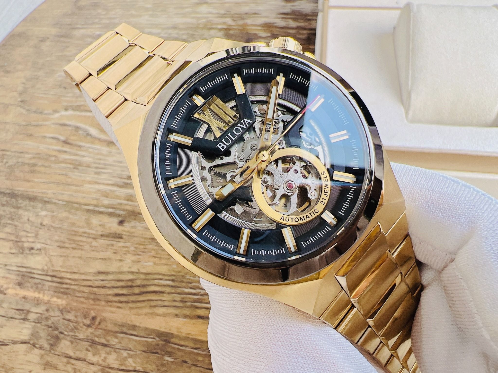 Bulova Automatic Gunmetal Skeleton 98A178 ng H Nam PhongWatch