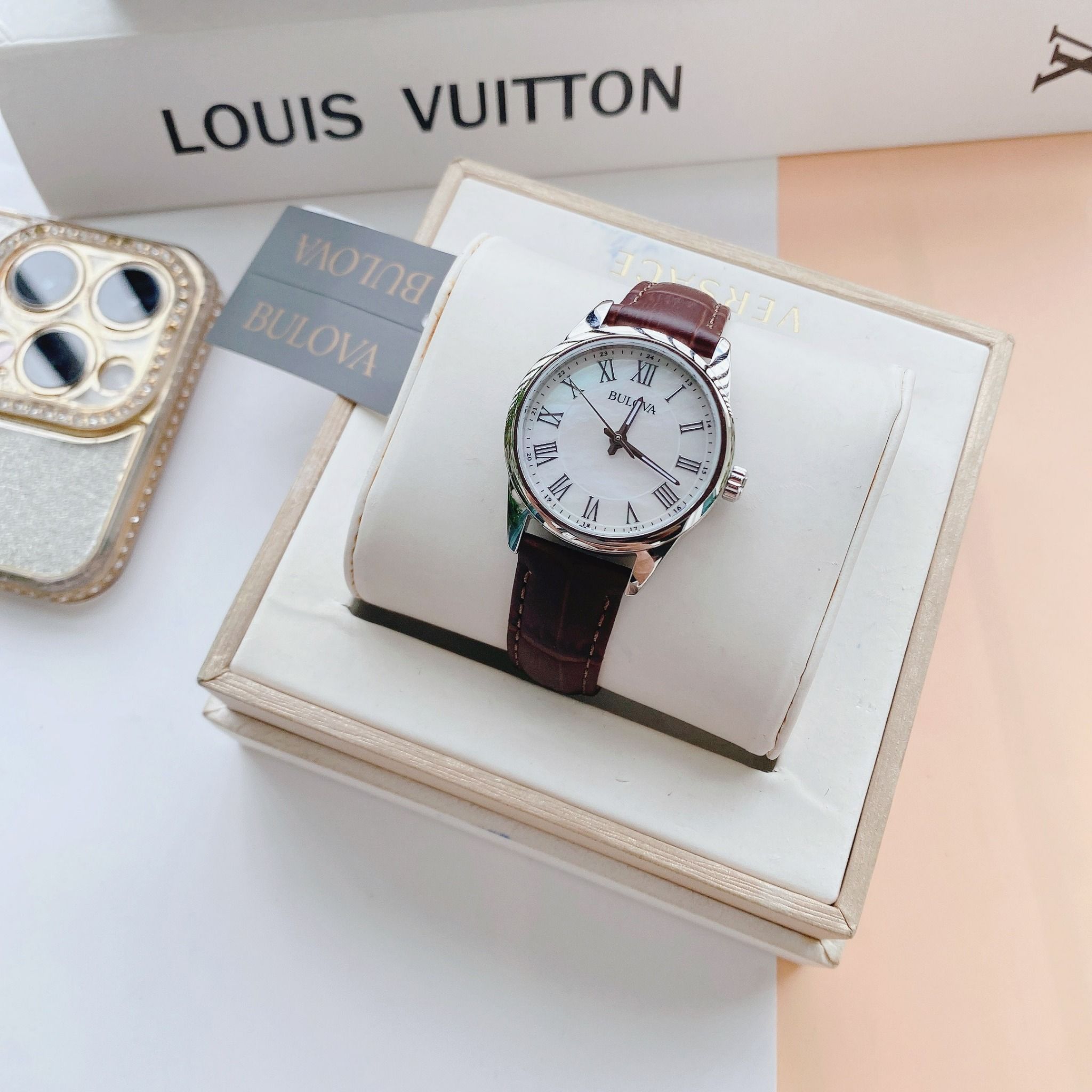 Bulova Quartz 96L271 White Dial Roman Numerals Leather PhongWatch