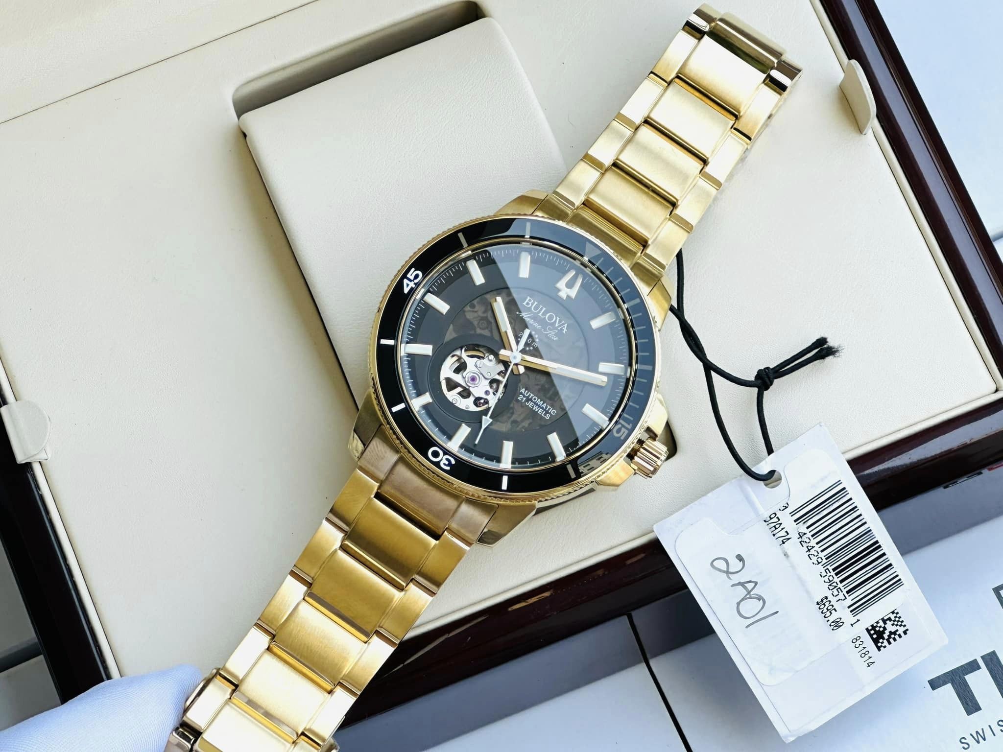 Bulova Automatic 97A174 Marine Star Goldtone Stainless Steel Bracelet ...