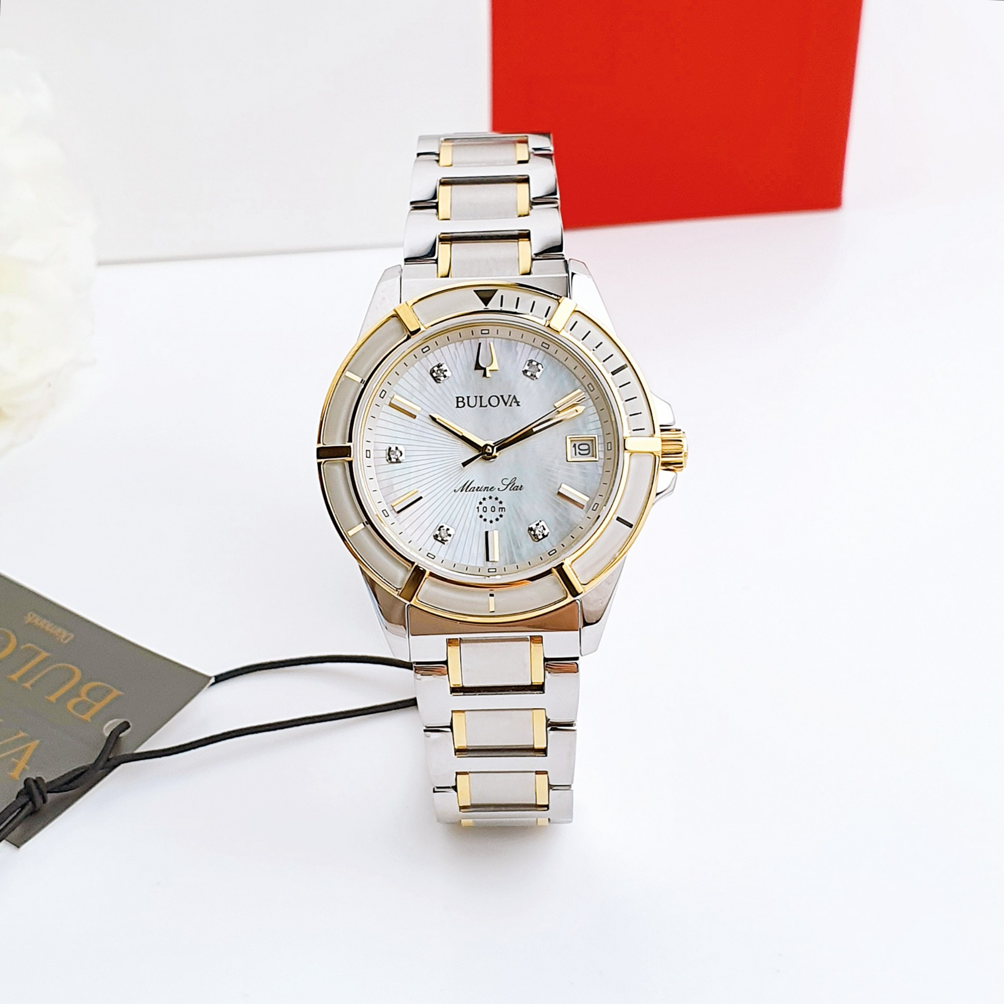 Bulova Quartz 98P215 Marine Star Diamond Accented Two Tone SS Watch Đồng  Hồ Nữ
