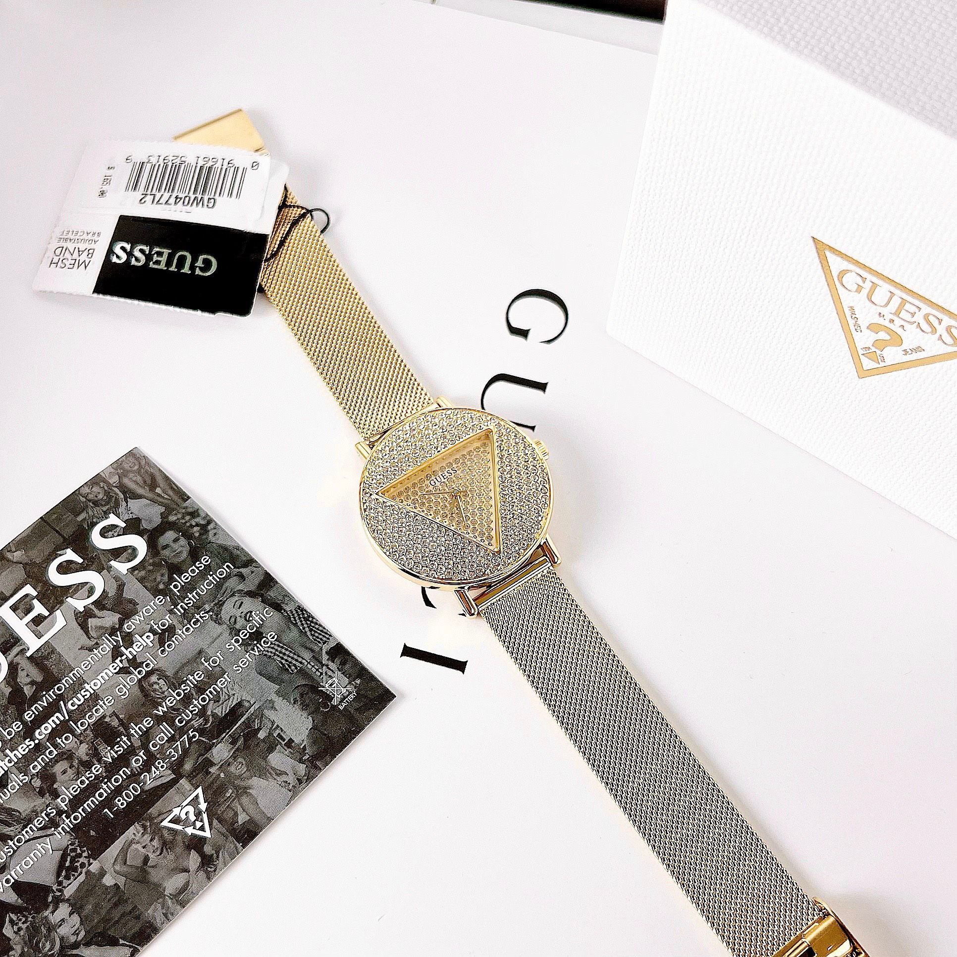 GUESS 36.5mm logo dial watch, Gold Tone, Analogue watch