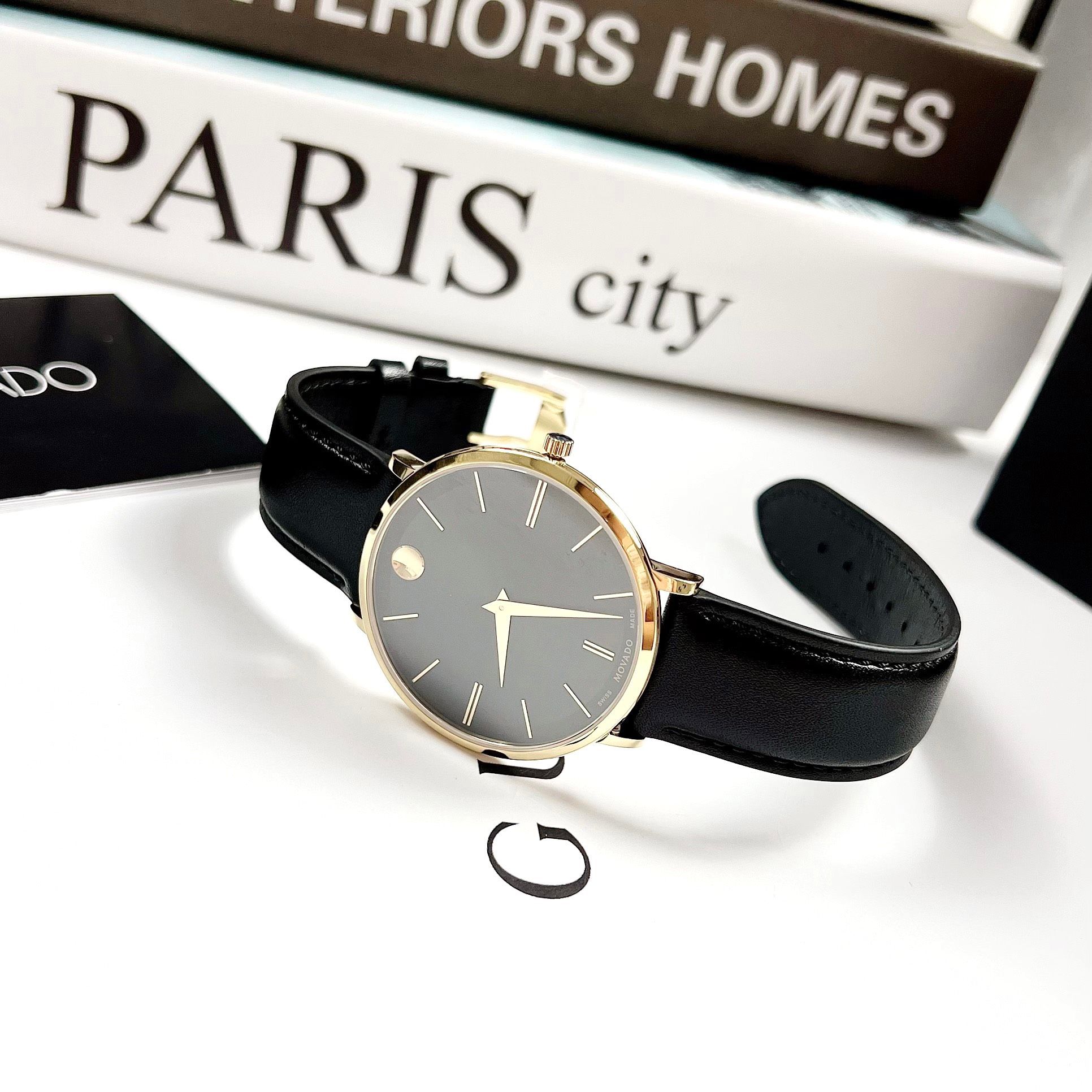 Movado Quartz BQ2412 Ultra Slim Black Sunray Dial Men's Watch - Đồng H ...