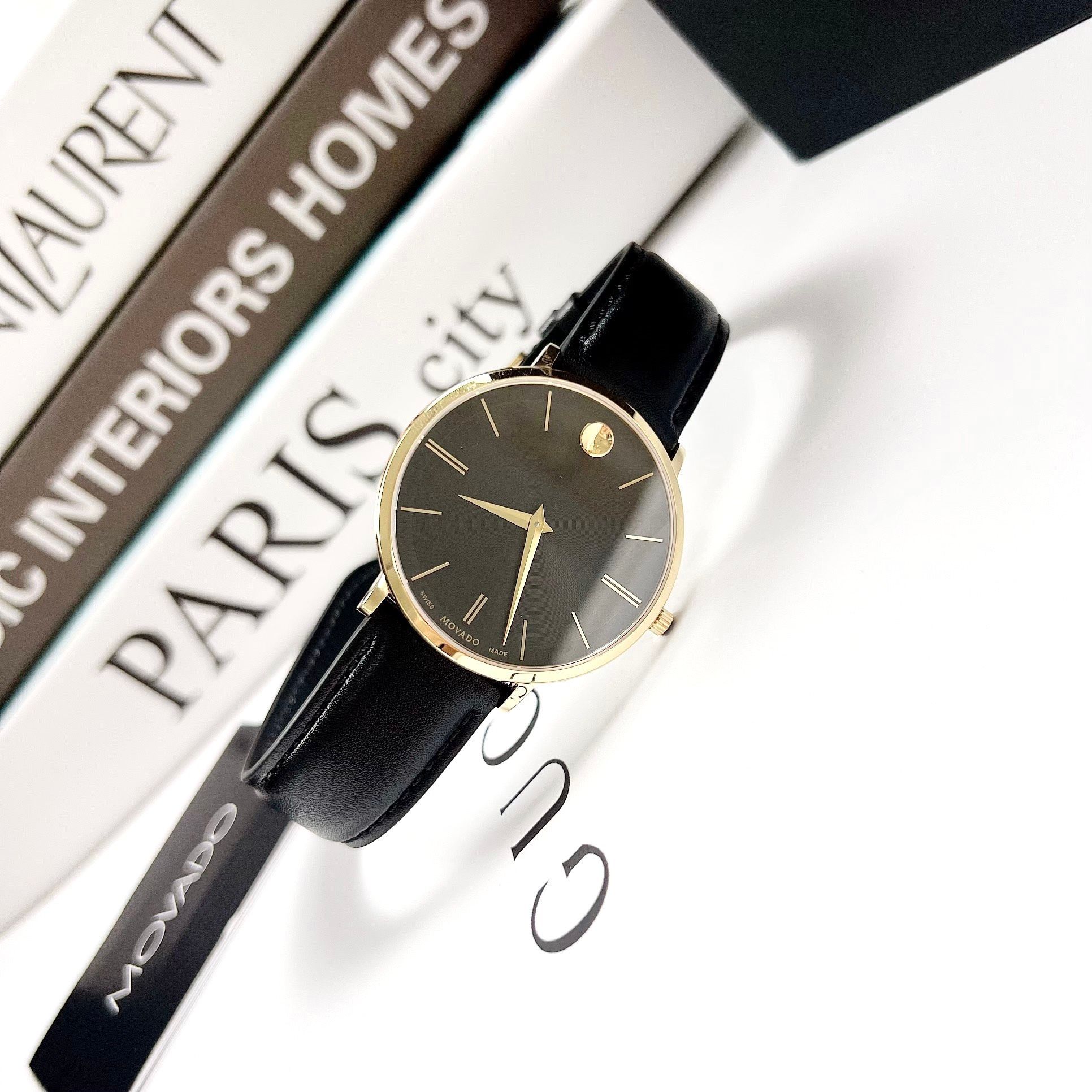 Movado Quartz BQ2412 Ultra Slim Black Sunray Dial Men's Watch - Đồng H ...