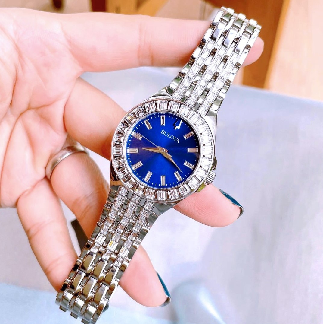 Blue Dial Women's Bulova Crystal Watch Bulova(ブローバ