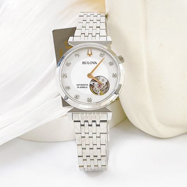 Bulova Regatta Automatic 96P222 White Dial Silver Tone - Đồng Hồ Nữ ...