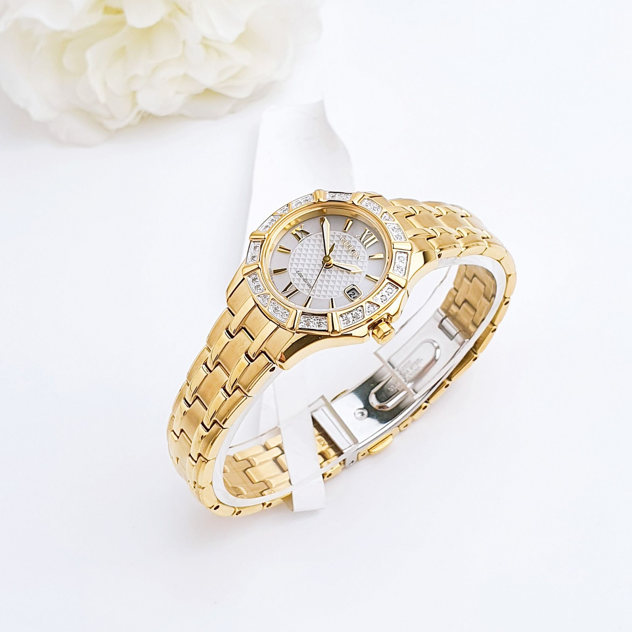 Citizen Eco-Drive EW2362-55A Diamond Accents Gold-Tone Wrist - Nữ